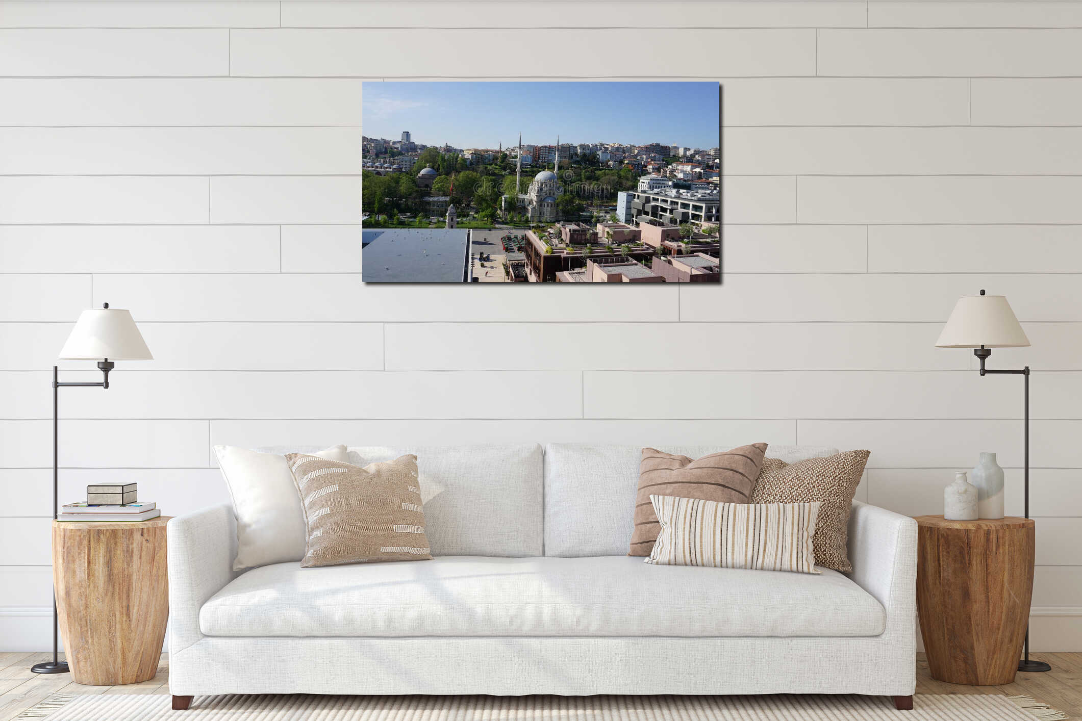 Historic Nusretiye mosque, a significant landmark in Istanbul. Nusretiye mosque's Ottoman architectural ornate beauty interior mockup