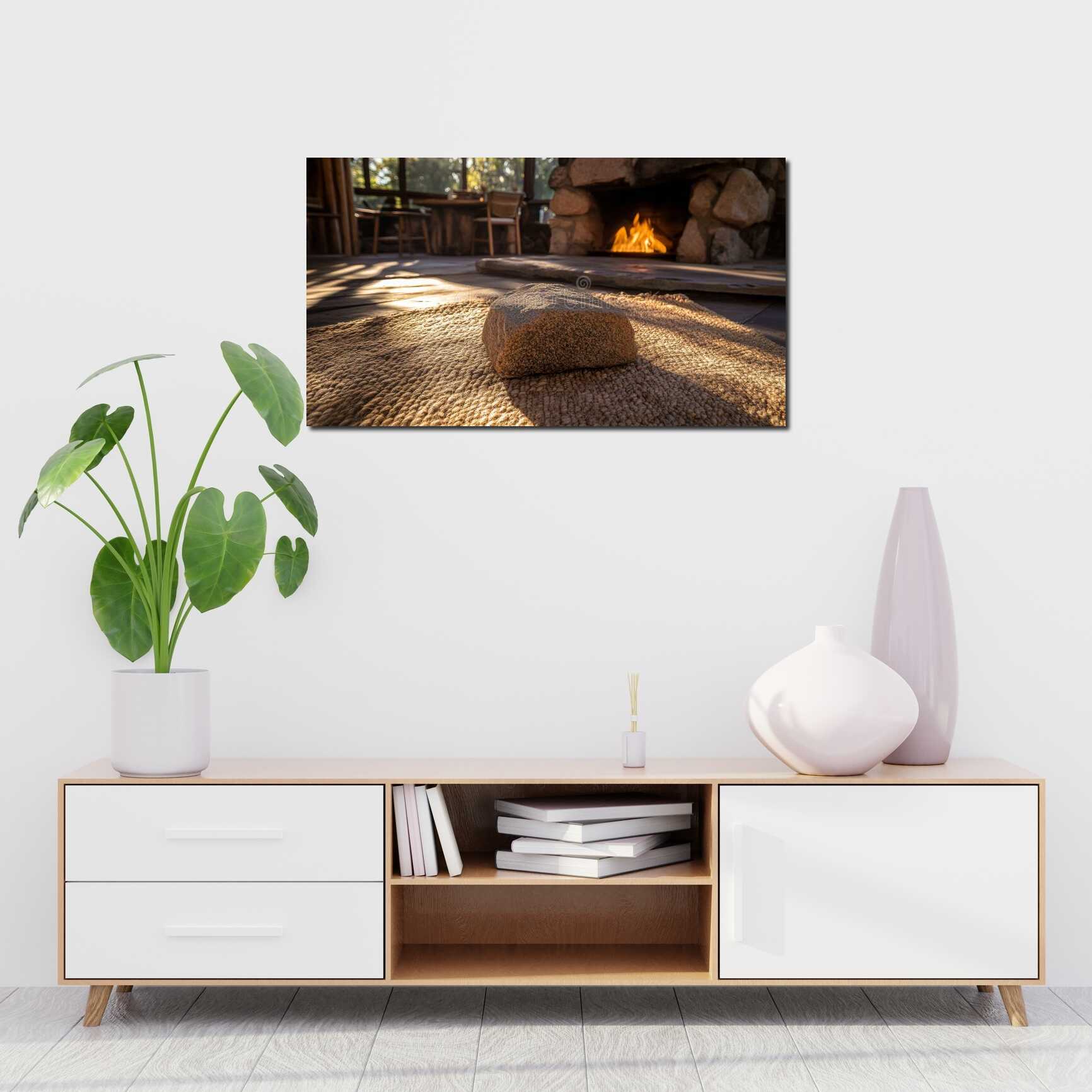 Canvas above sofa for size context