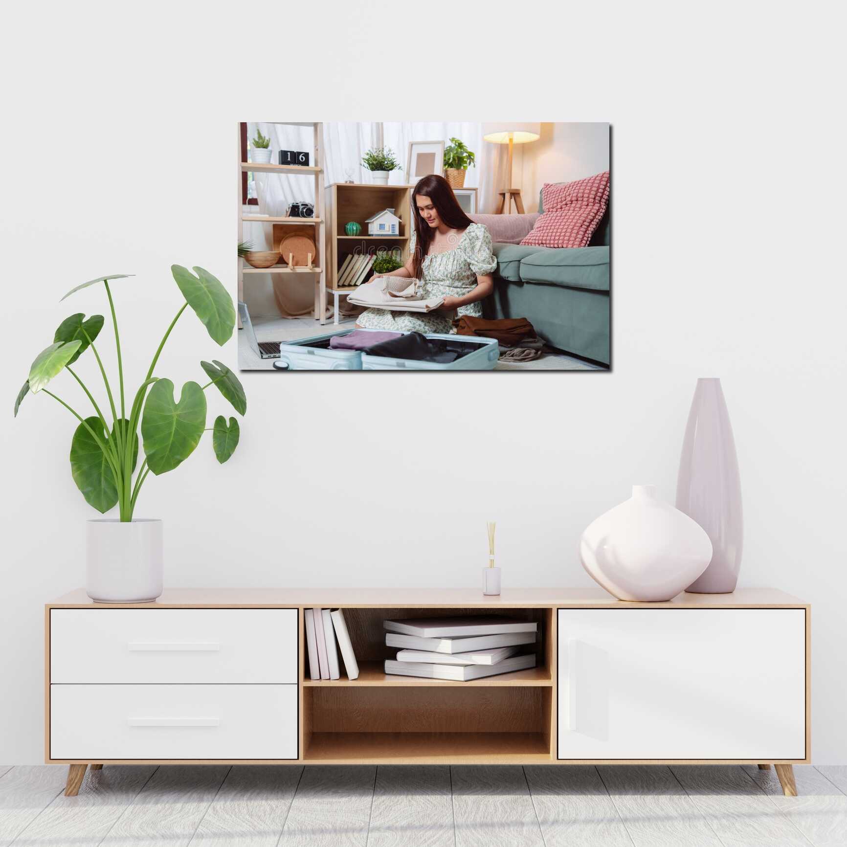 Canvas above sofa for size context