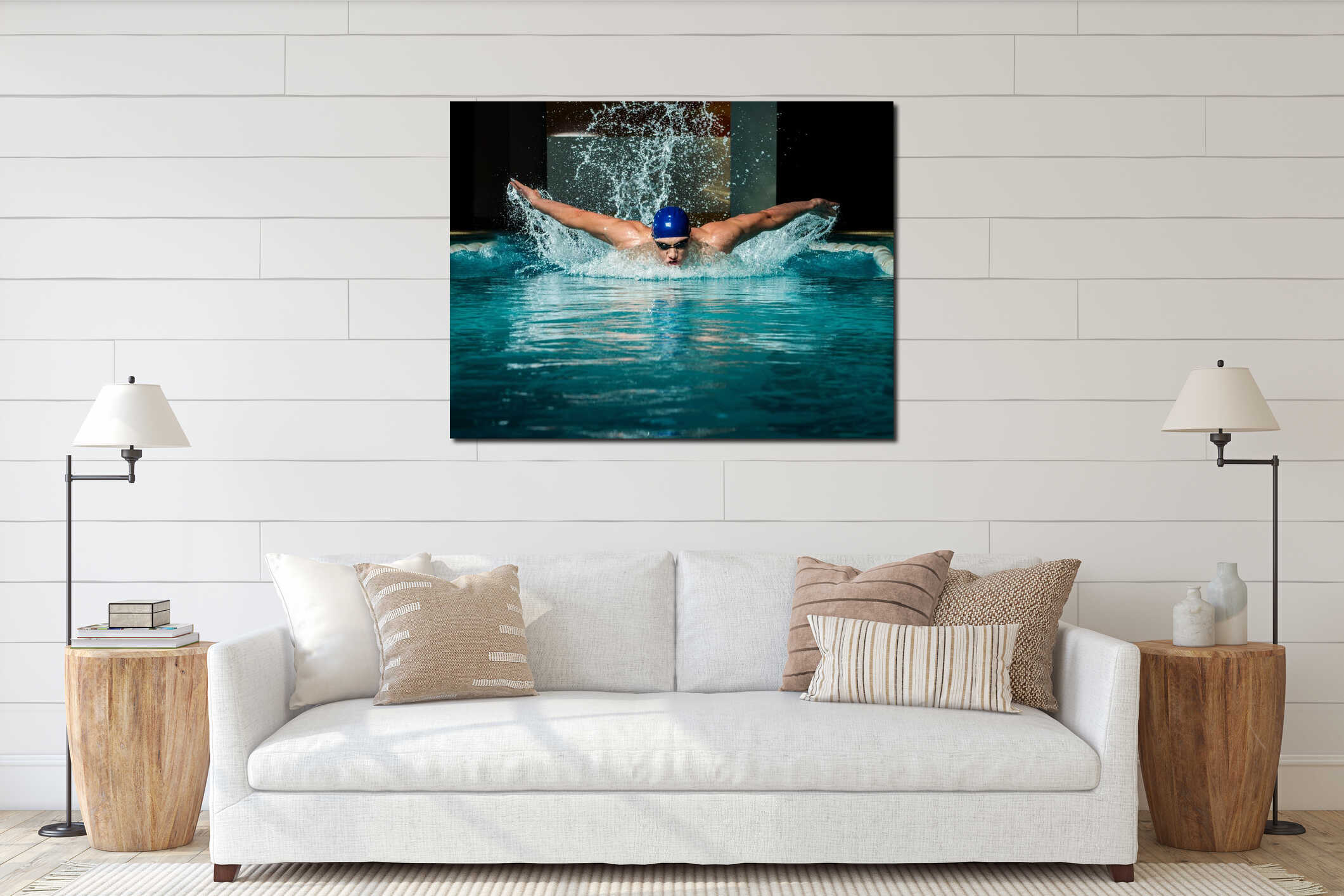 Canvas hanging interior mockup