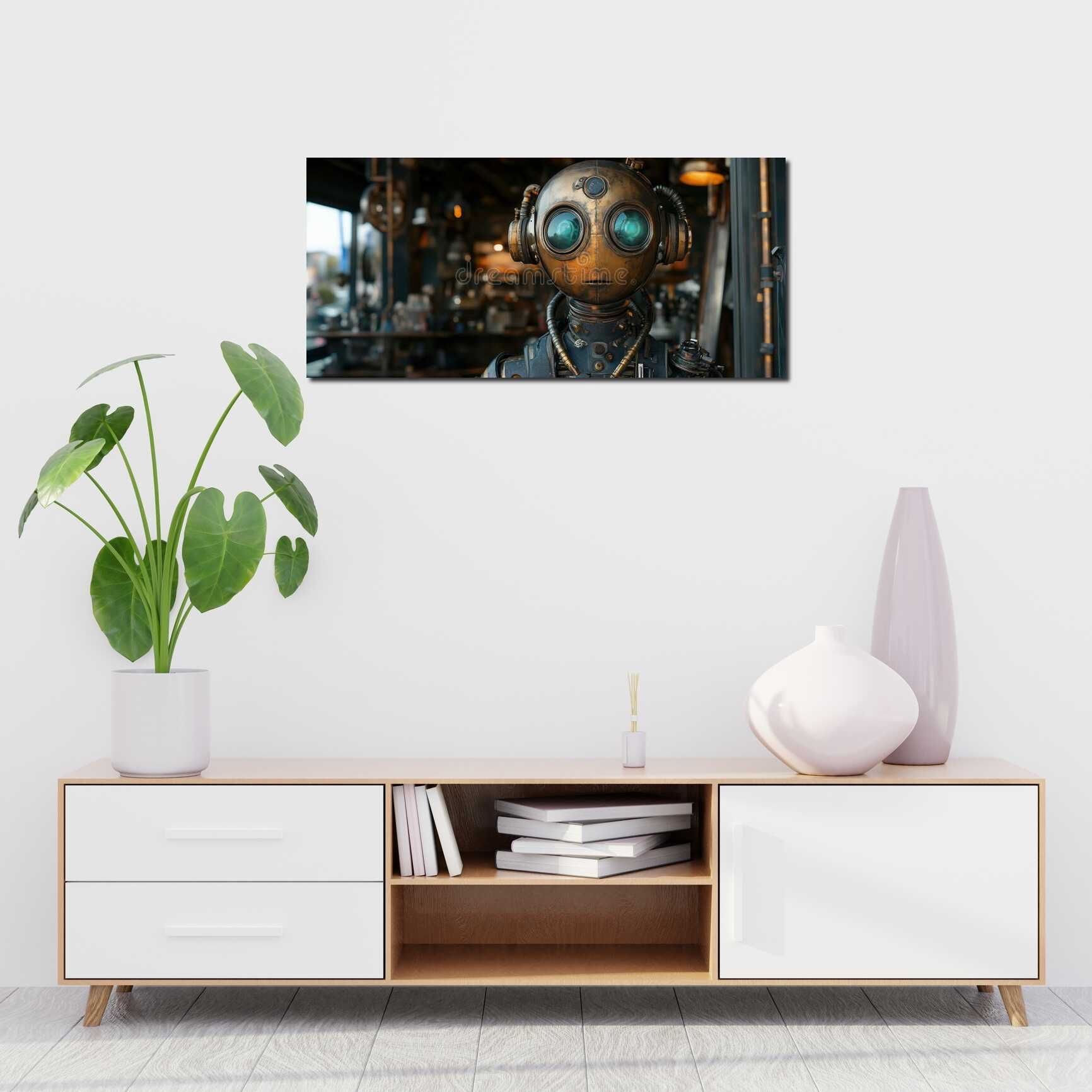 Canvas above sofa for size context