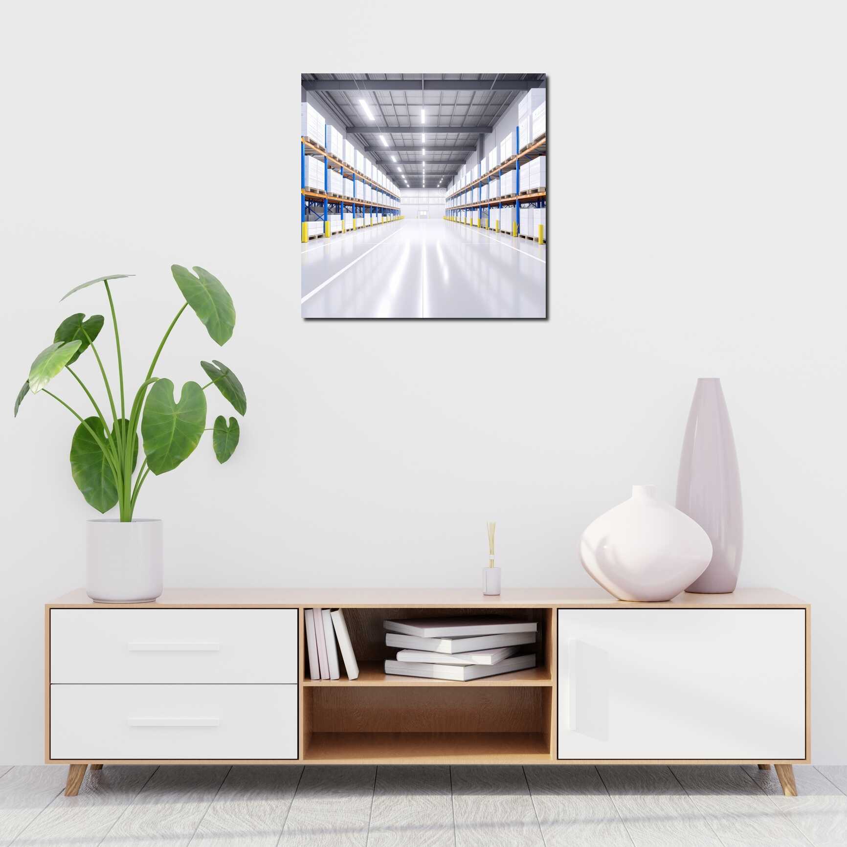 Canvas above sofa for size context