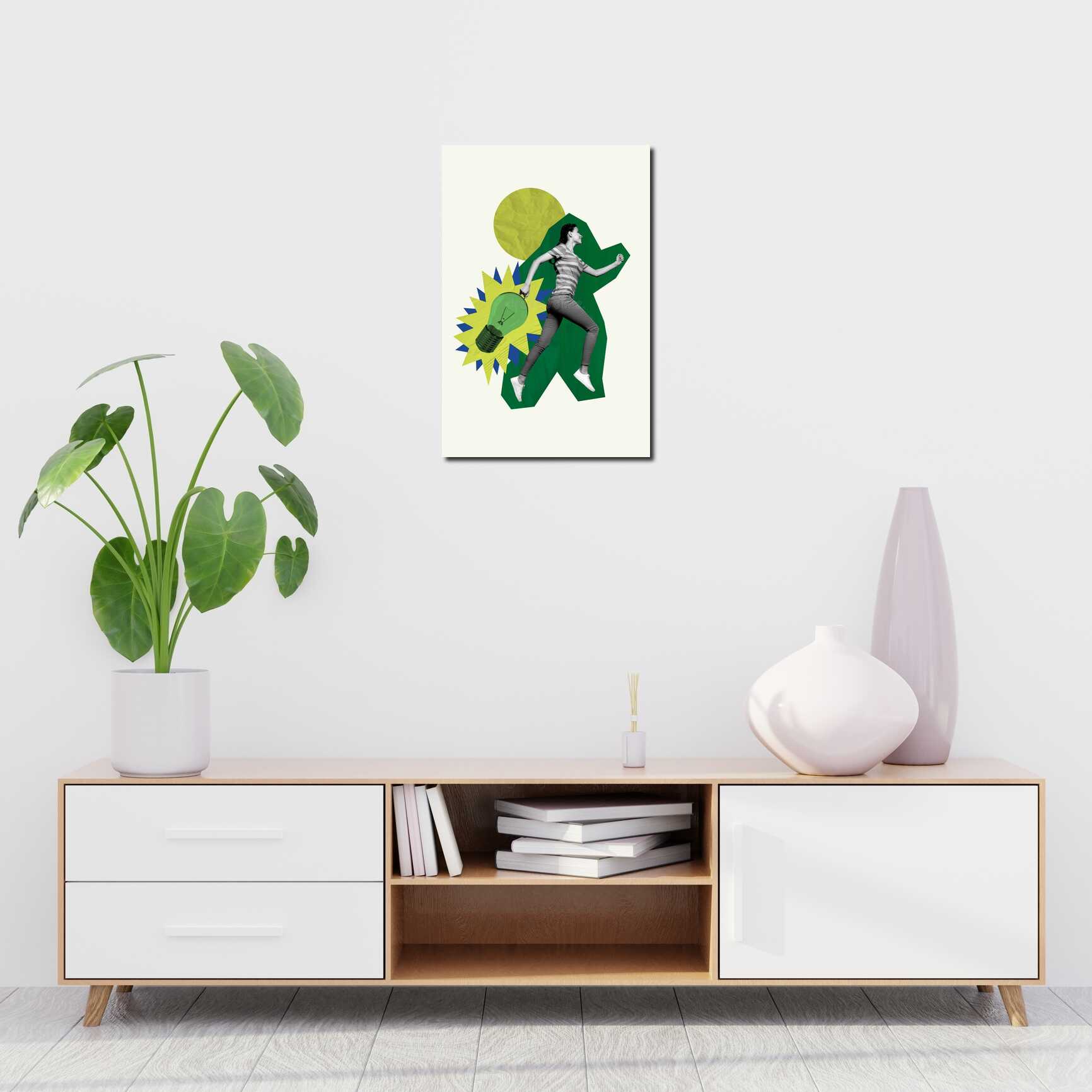 Canvas above sofa for size context