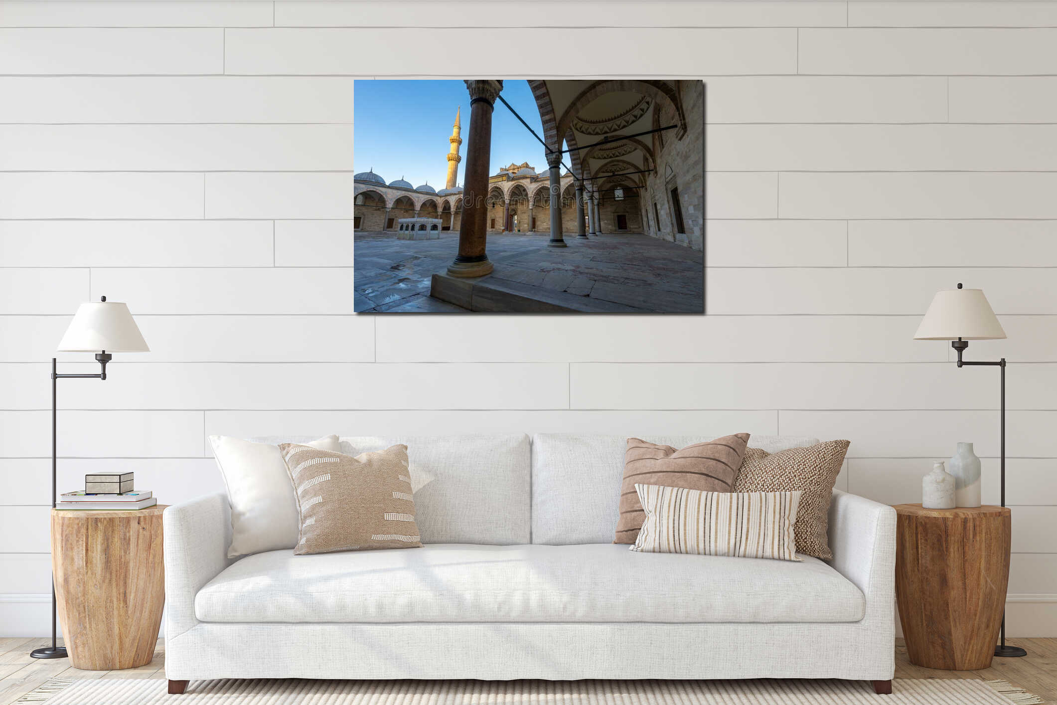 The interior of the Sultan Suleymaniye Mosque. Istanbul interior mockup
