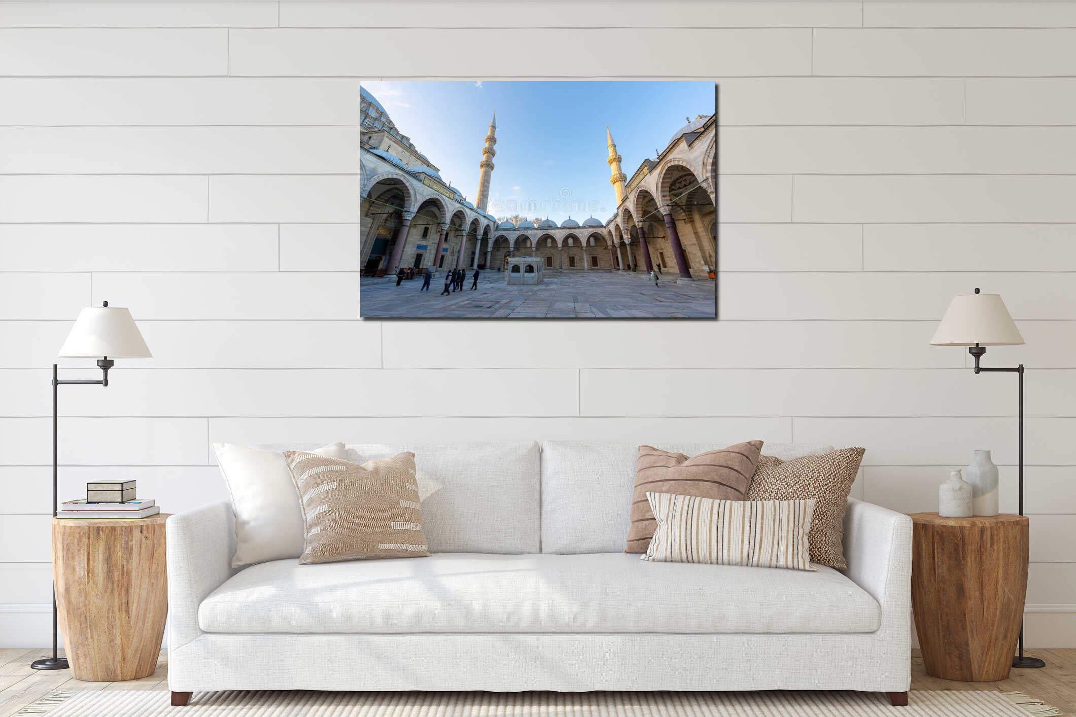 The interior of the Sultan Suleymaniye Mosque. Istanbul interior mockup