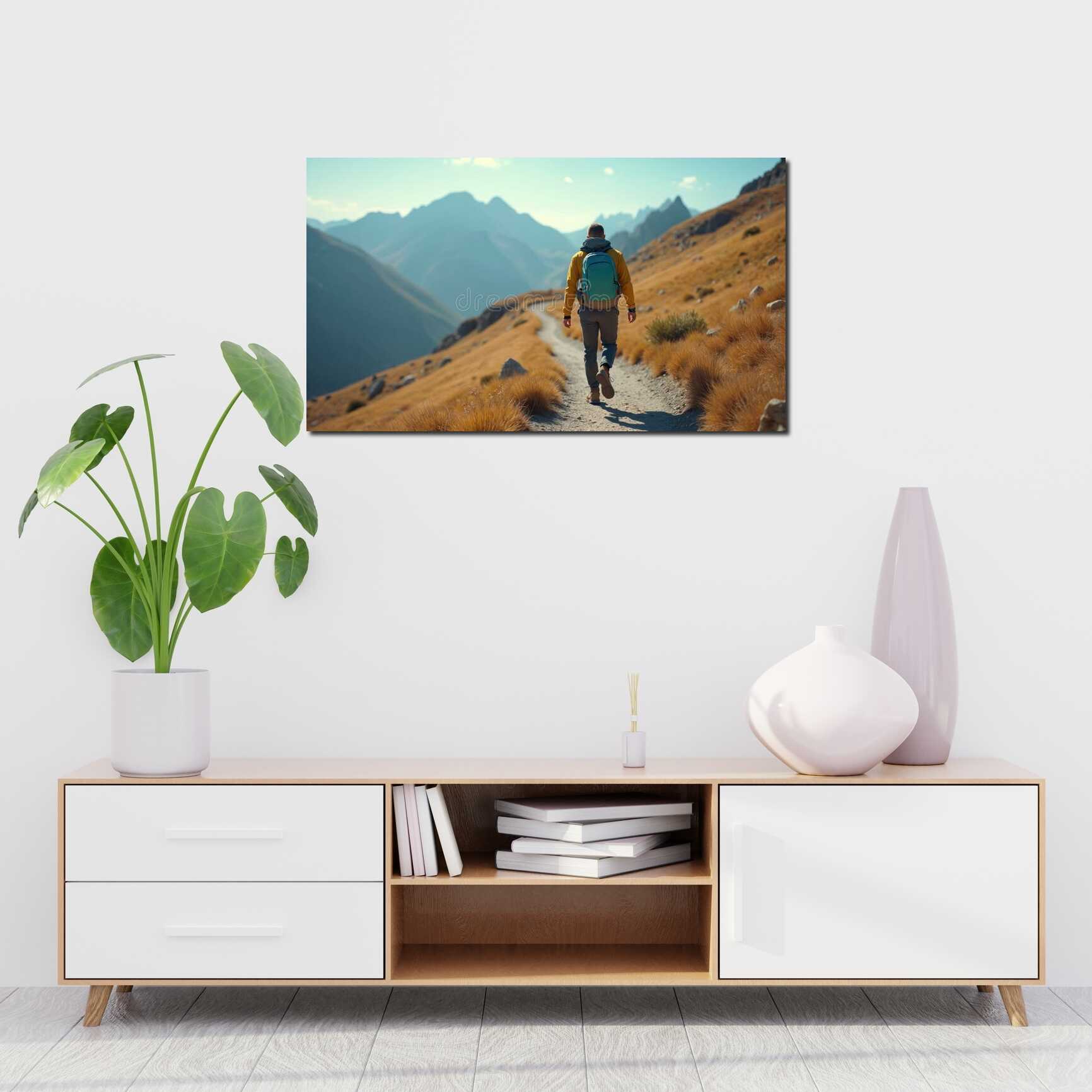 Canvas above sofa for size context