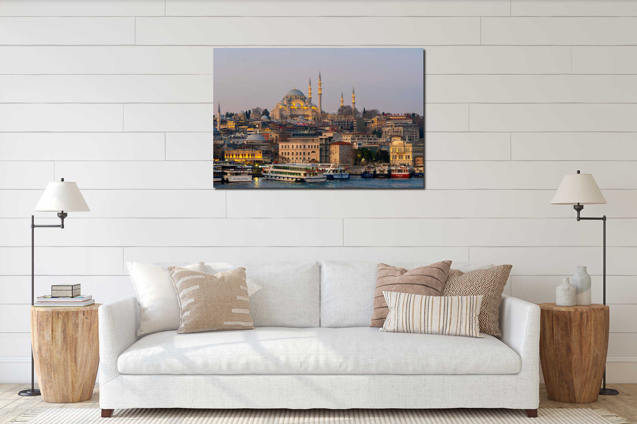 Beautiful view of Sultan Suleymaniye Mosque after sunset in Istanbul interior mockup