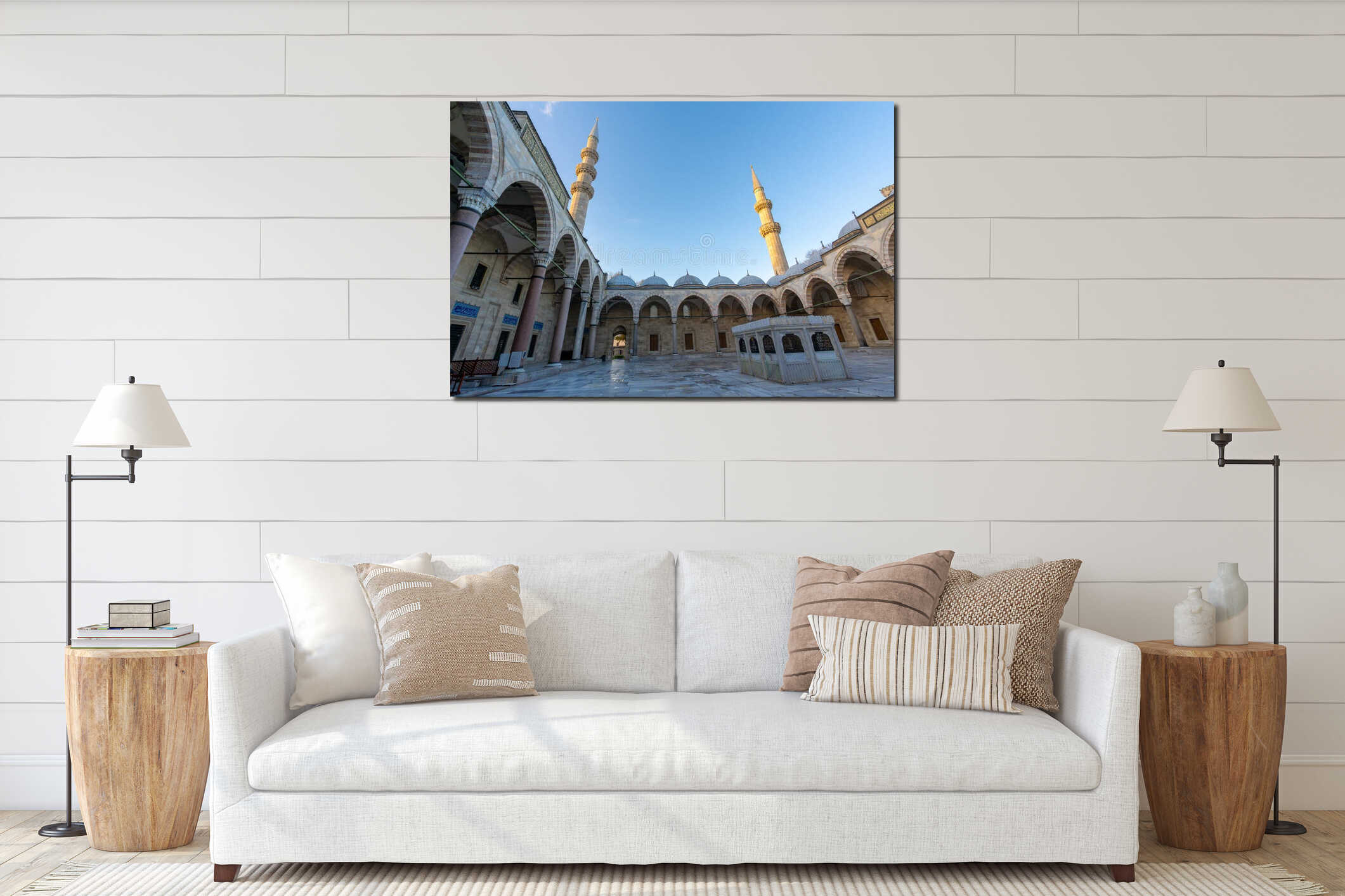 The interior of the Sultan Suleymaniye Mosque. Istanbul interior mockup