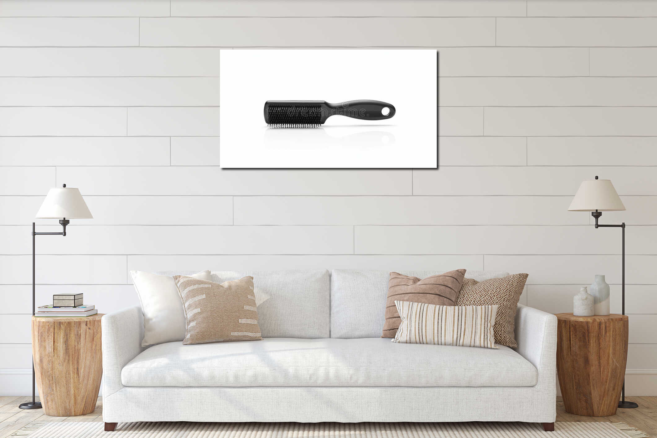 Acrylic pen stand isolated on white background, transparent desk organizer, photorealistic front view interior mockup