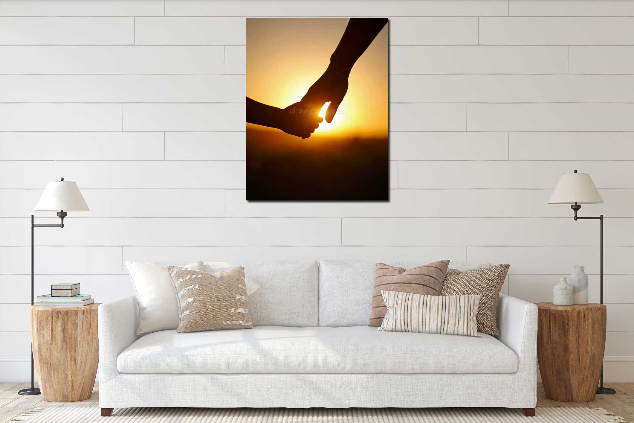 Silhouette of Adult and Child Holding Hands in Nature During Golden Hour interior mockup