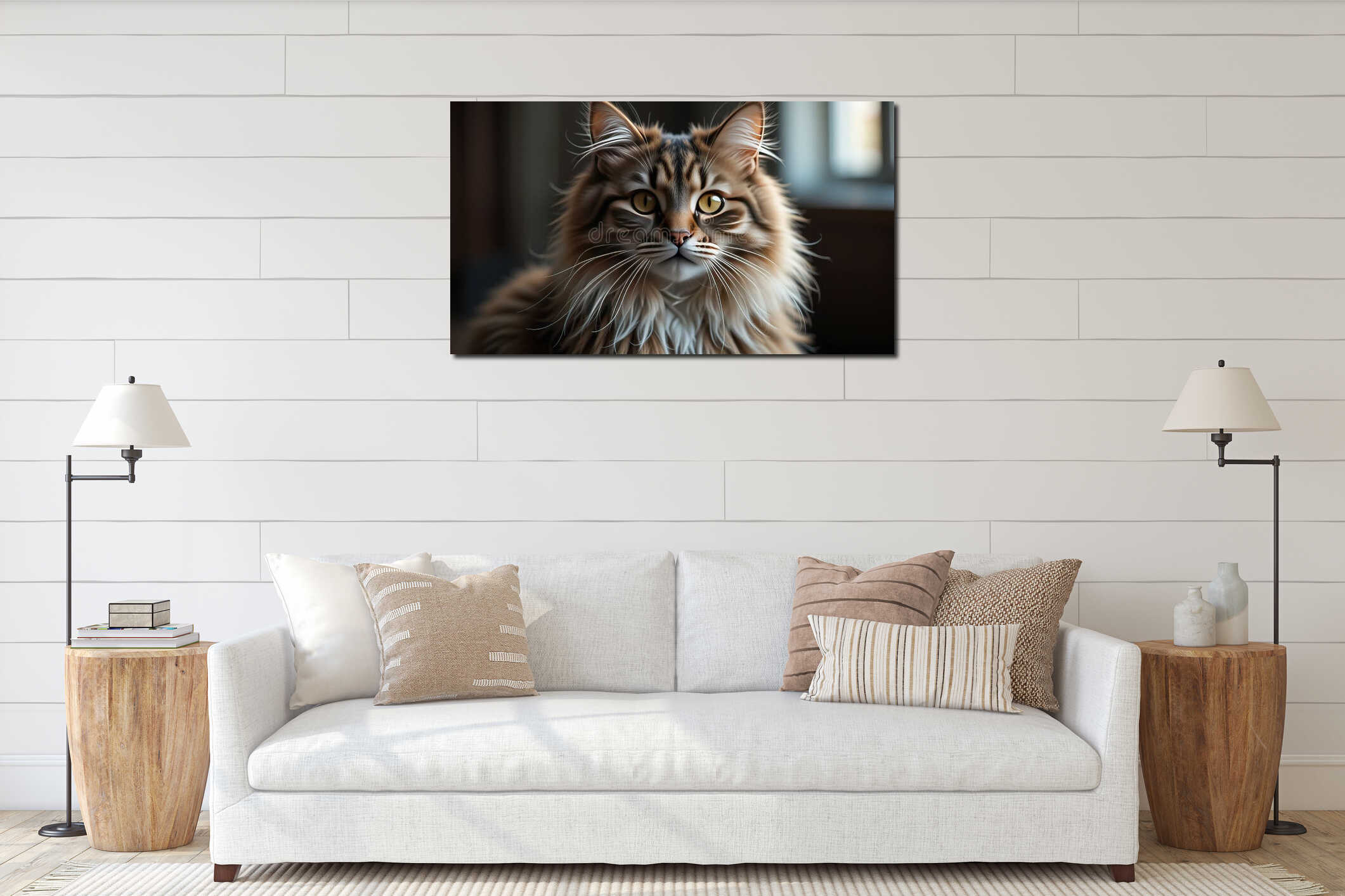 Majestic Maine Coon Cat A Luxurious Fur Portrait in Stunning Studio Photography interior mockup