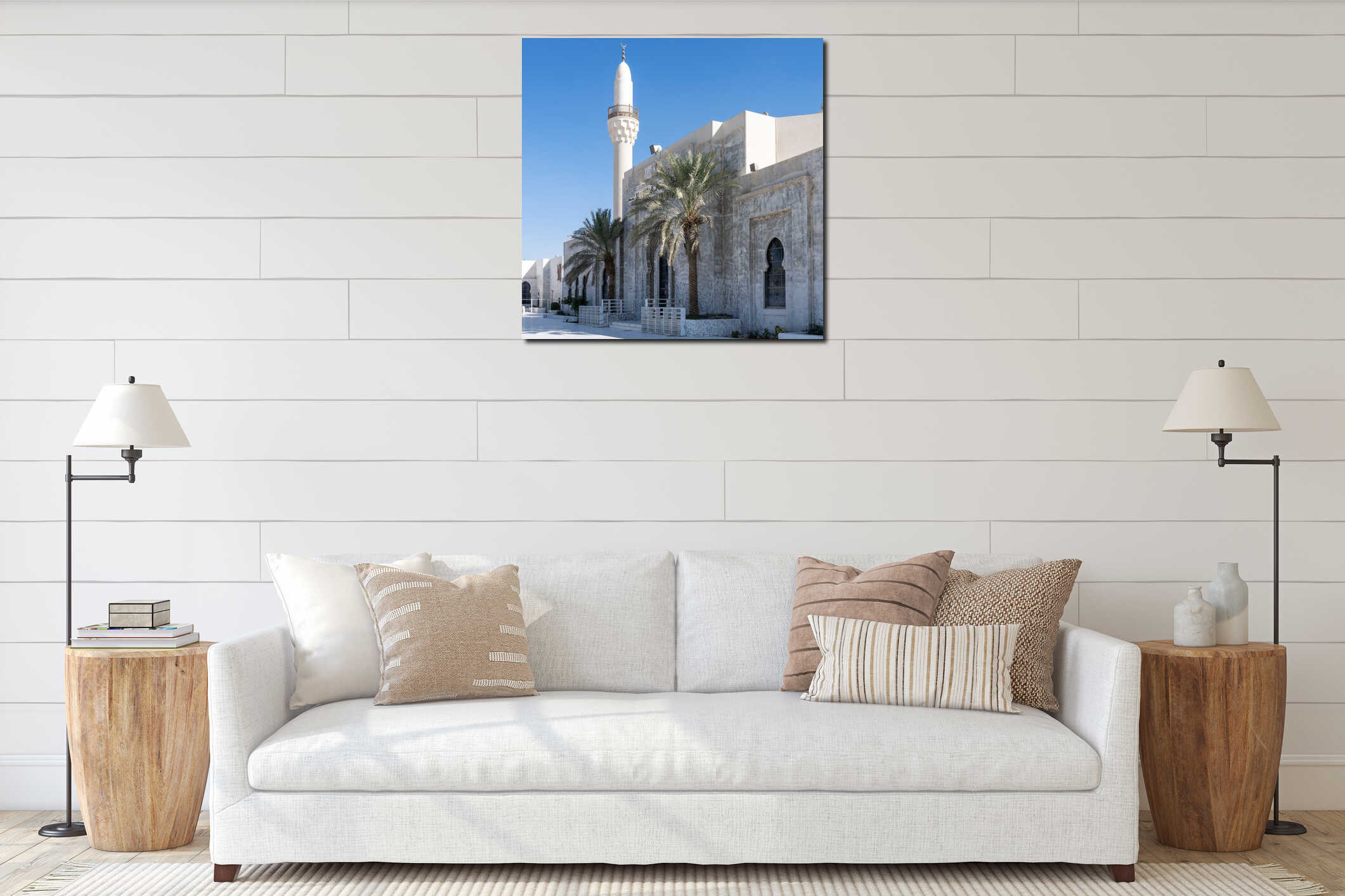 The majestic King Khalid Grand Mosque, in Riyadh, Saudi Arabia interior mockup