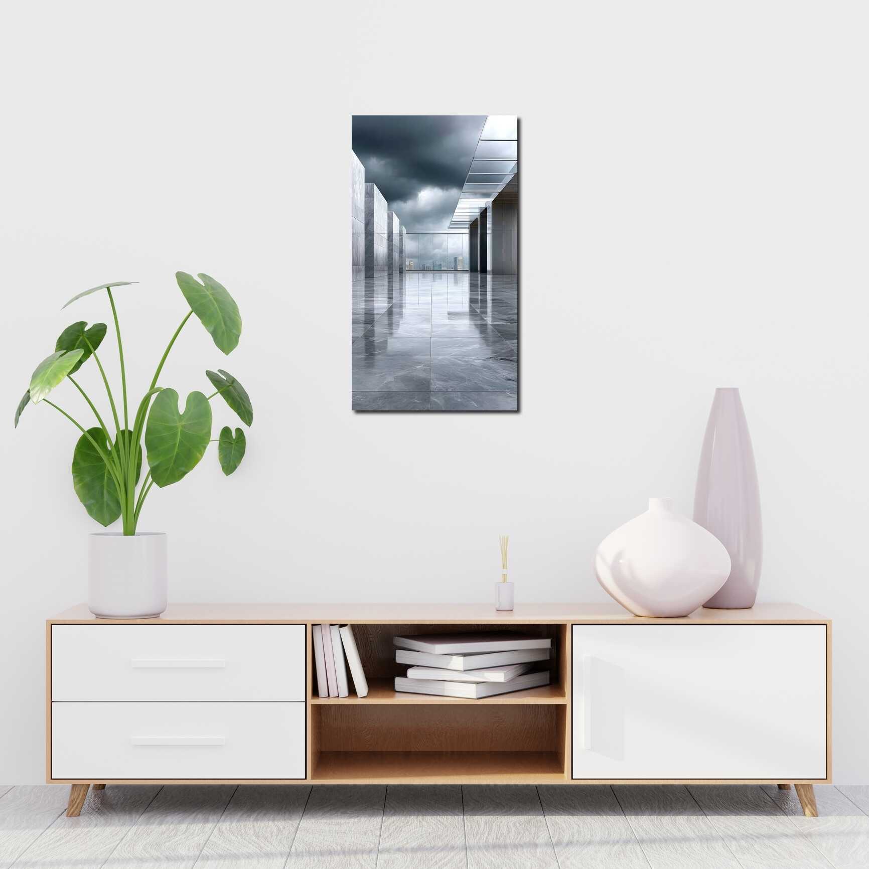 Canvas above sofa for size context