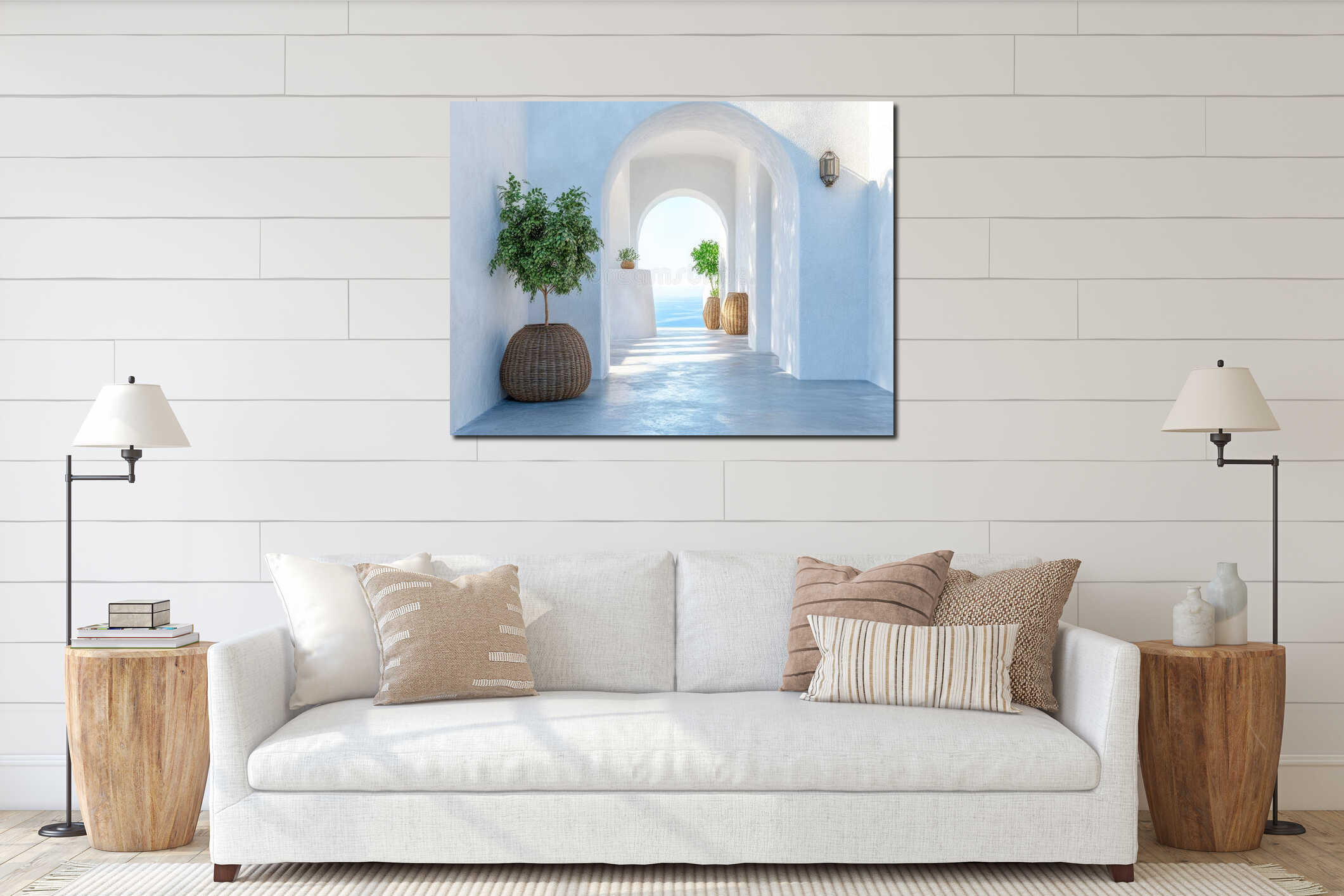 Serene Mediterranean Corridor interior mockup