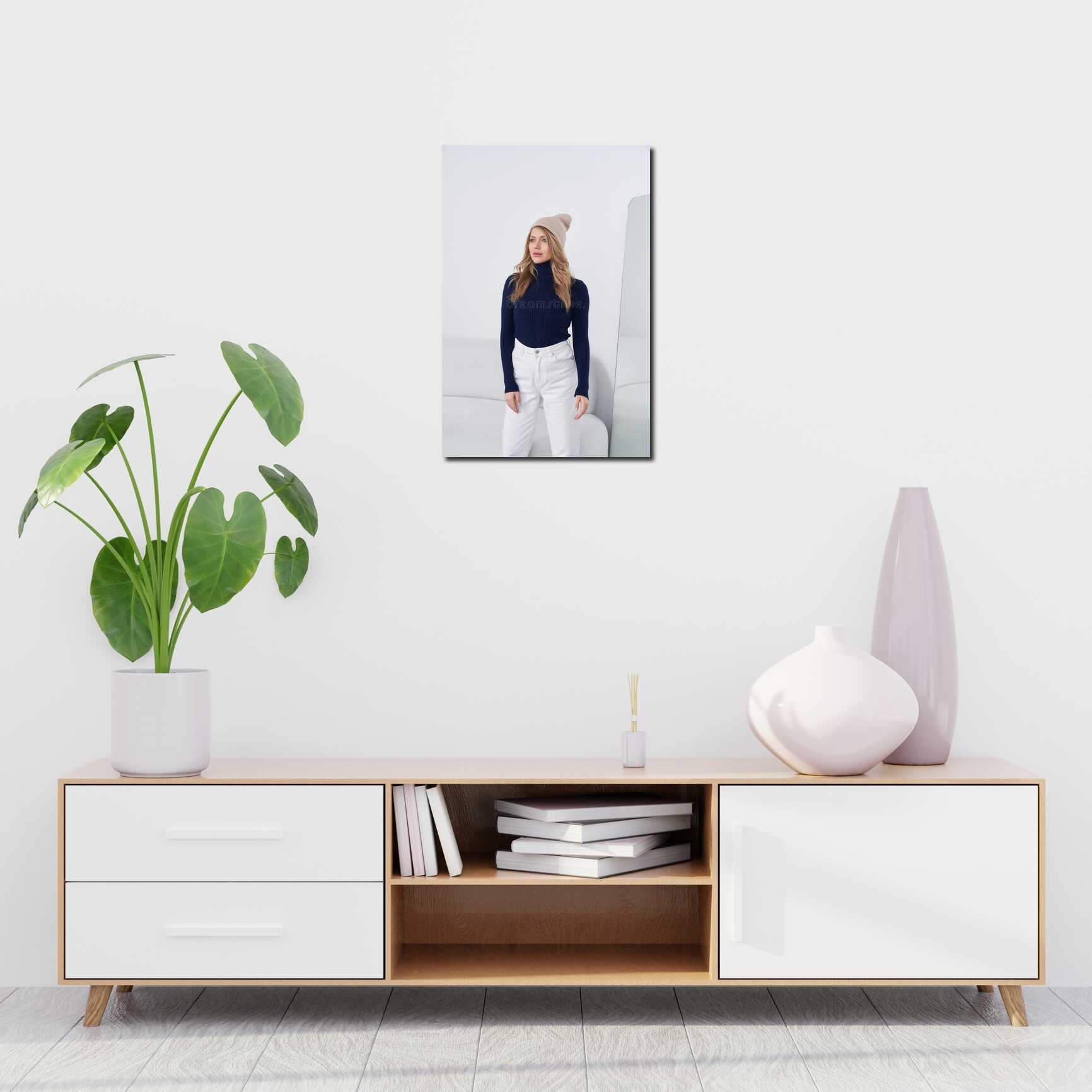 Canvas above sofa for size context