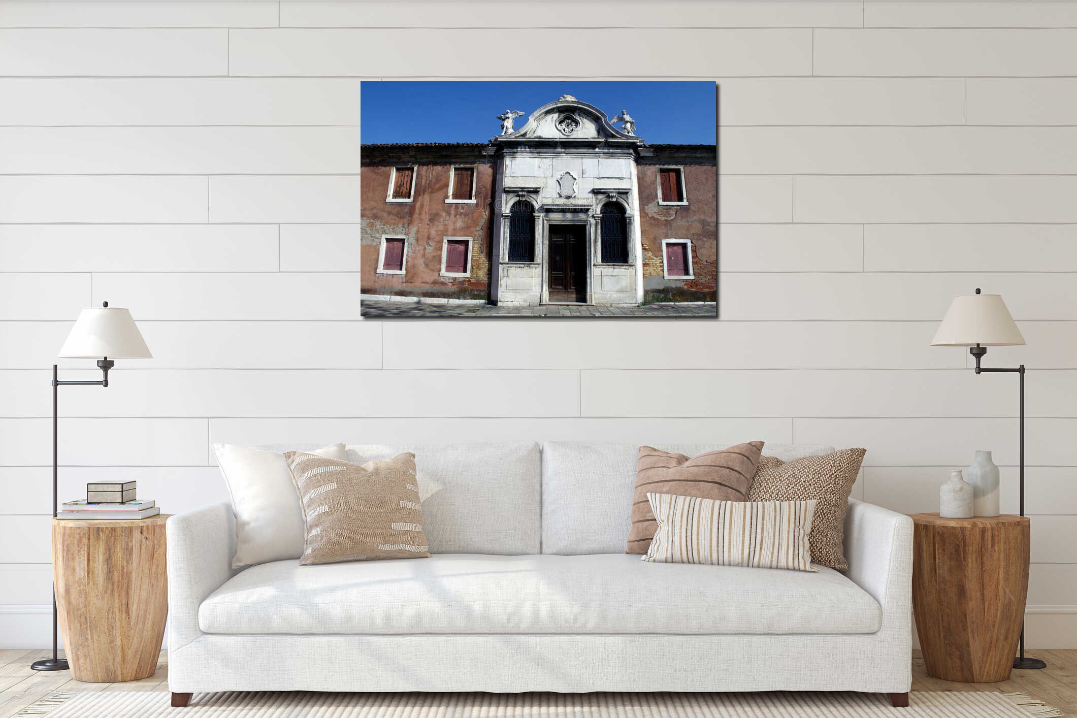 Old building in Murano Island in Venice interior mockup