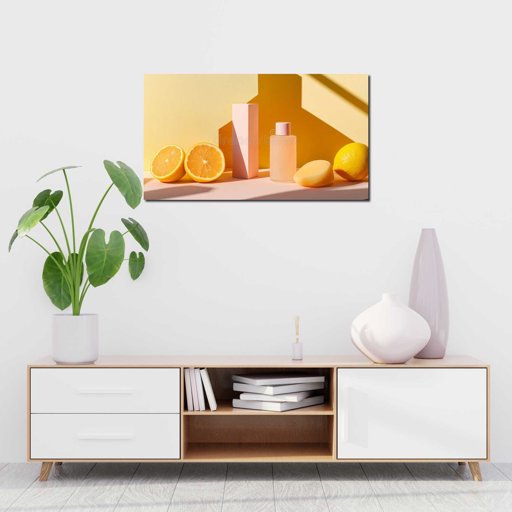 Canvas above sofa for size context