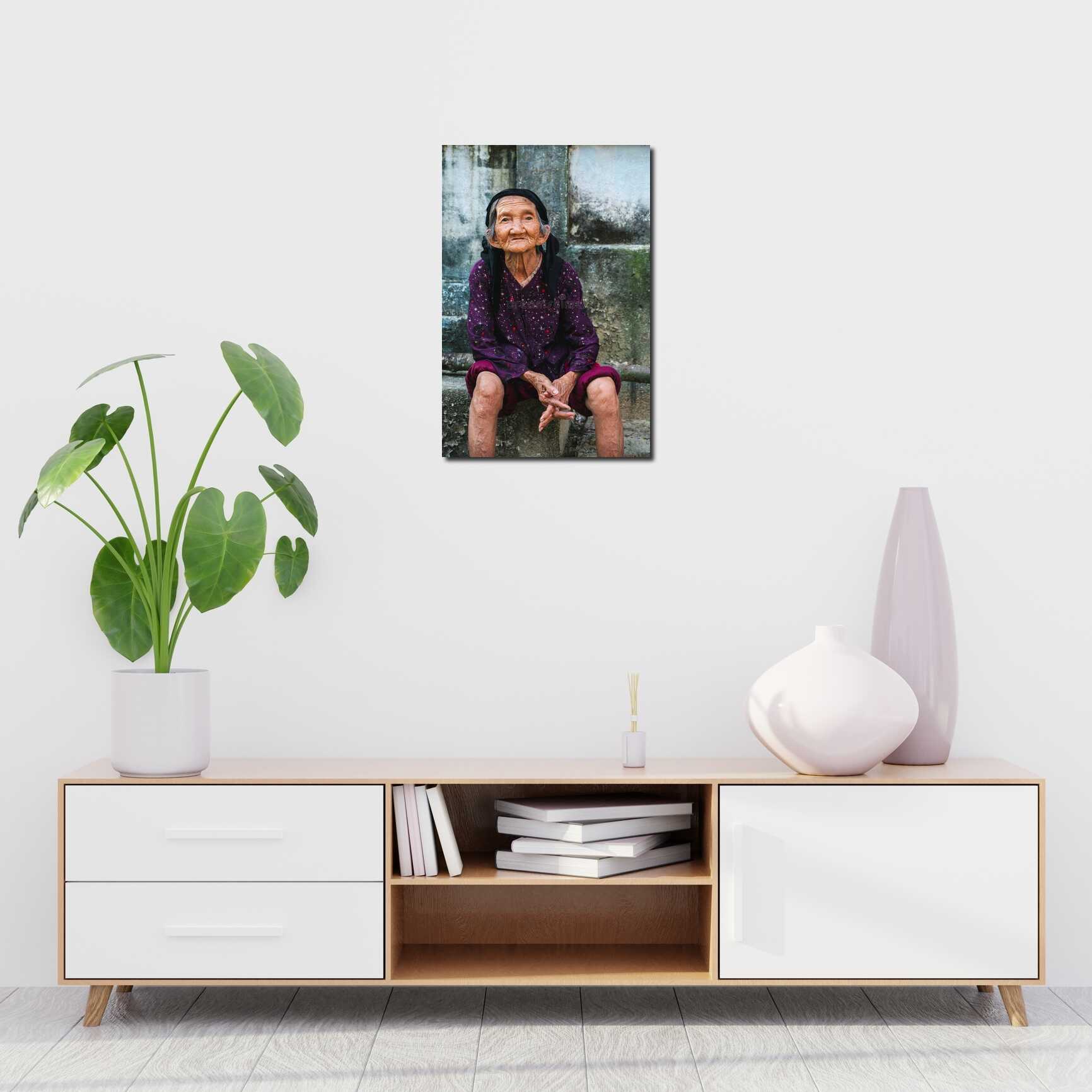 Canvas above sofa for size context