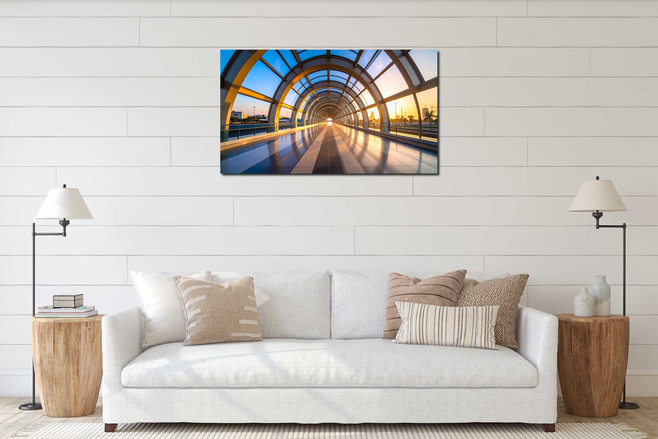 Modern Architectural Tunnel at Sunset interior mockup