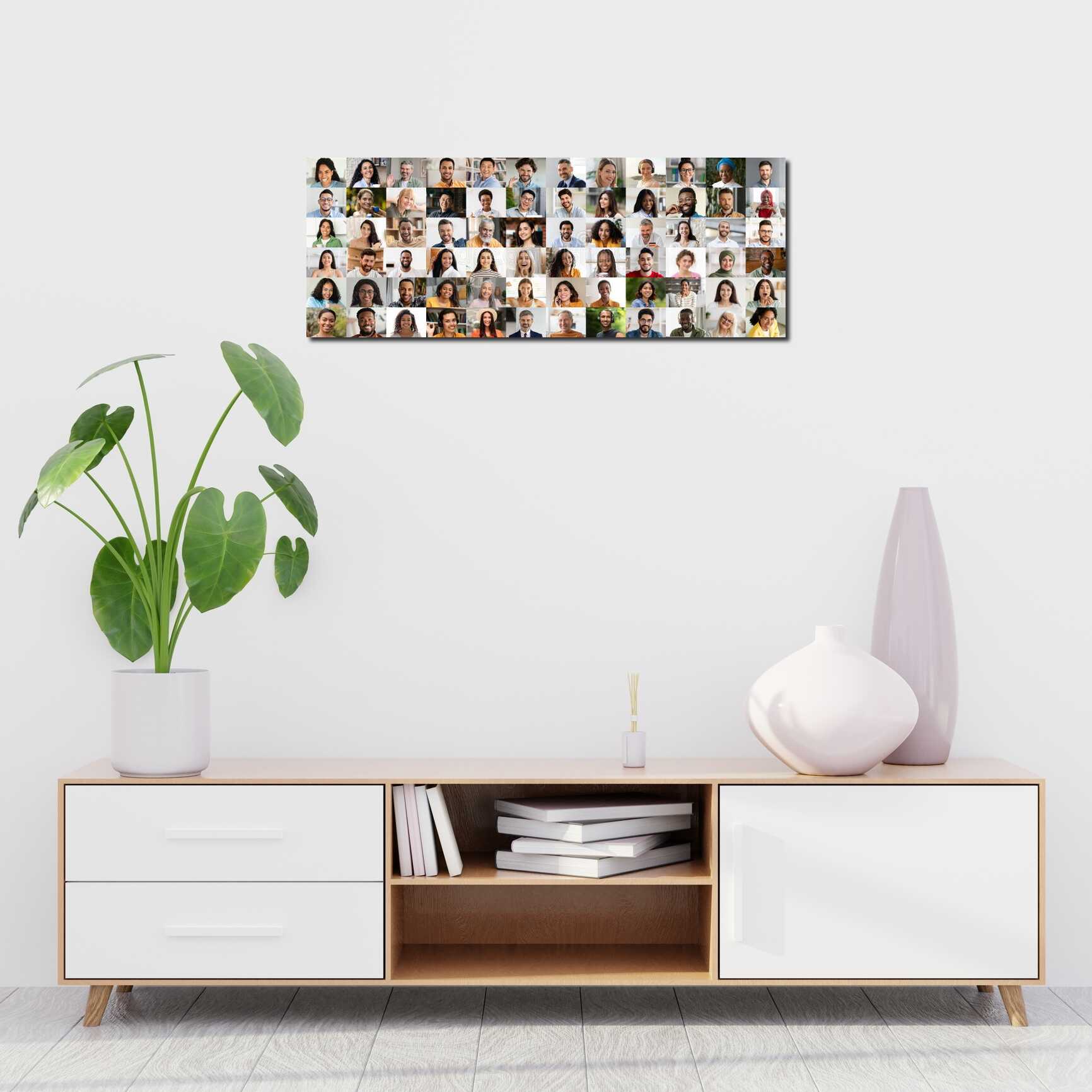 Canvas above sofa for size context