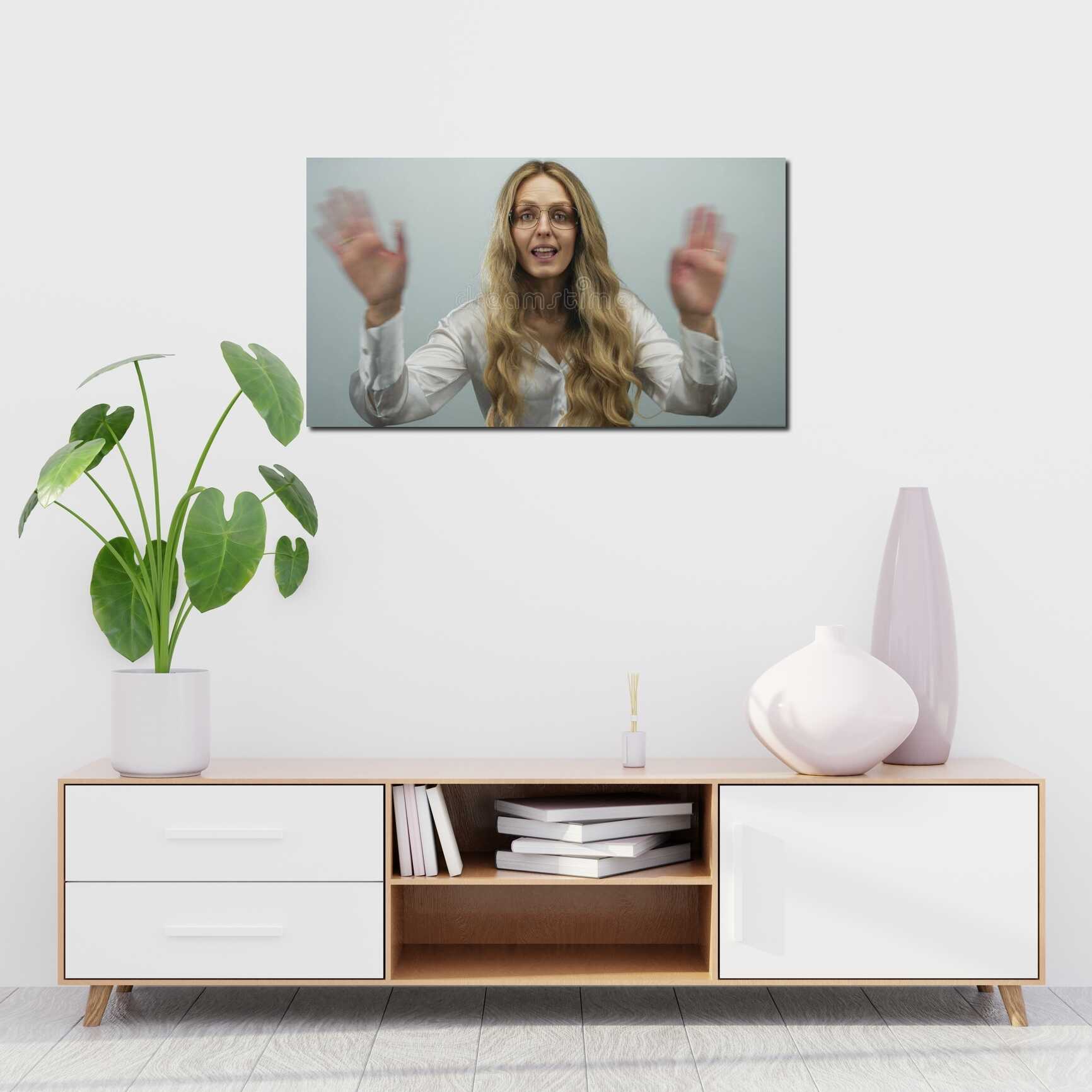 Canvas above sofa for size context