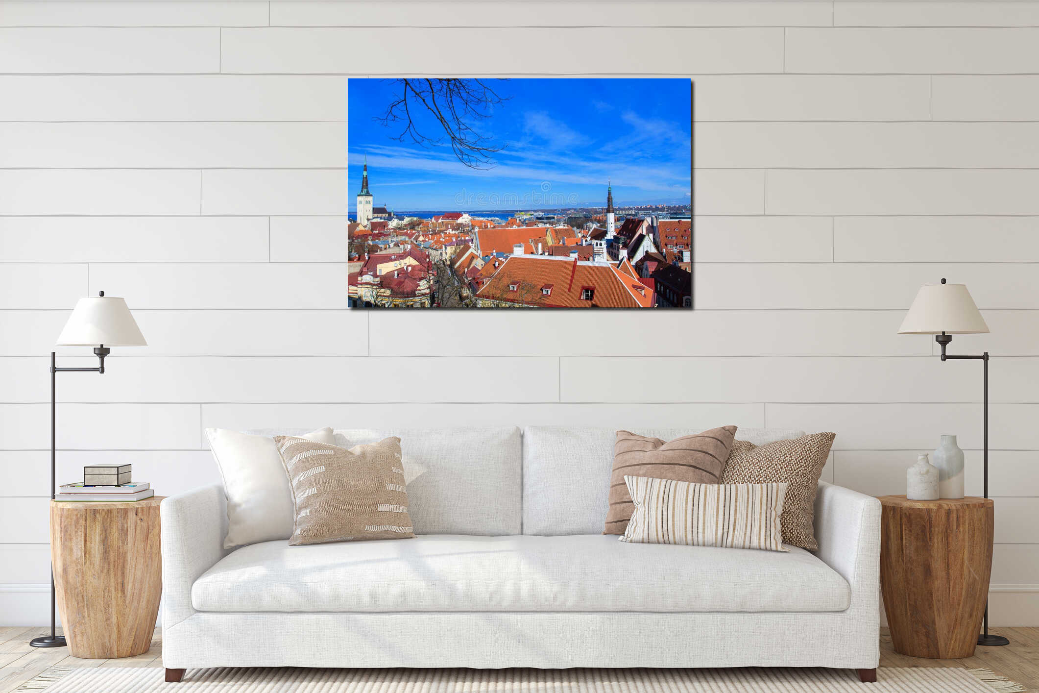 Panorama of the Tallinn Old Town, Estonia. interior mockup