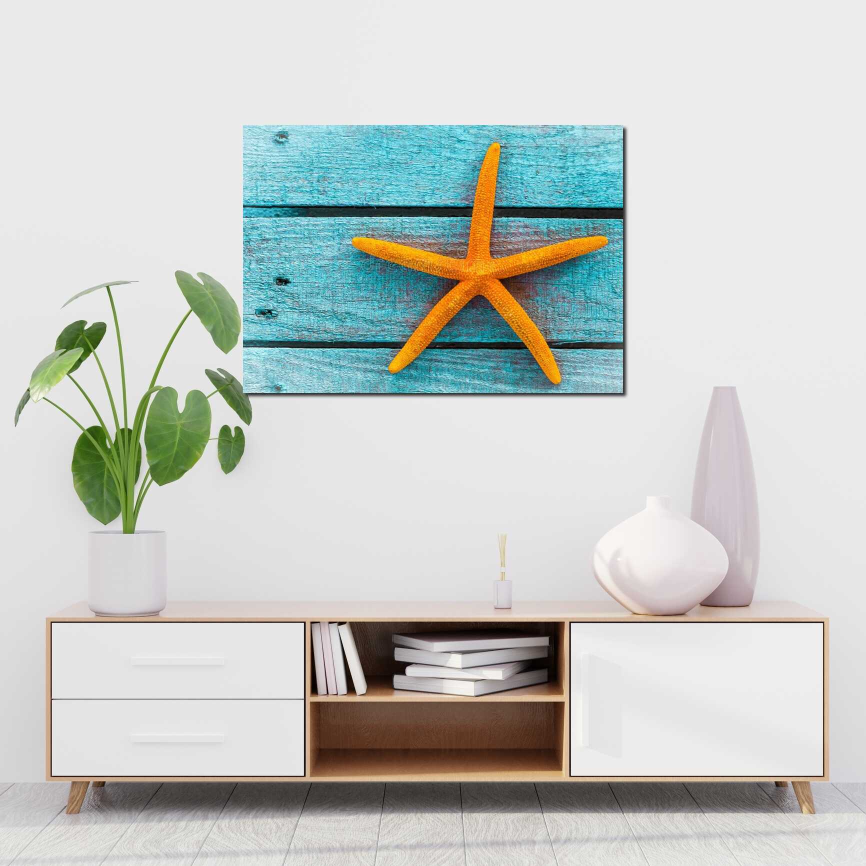 Canvas above sofa for size context