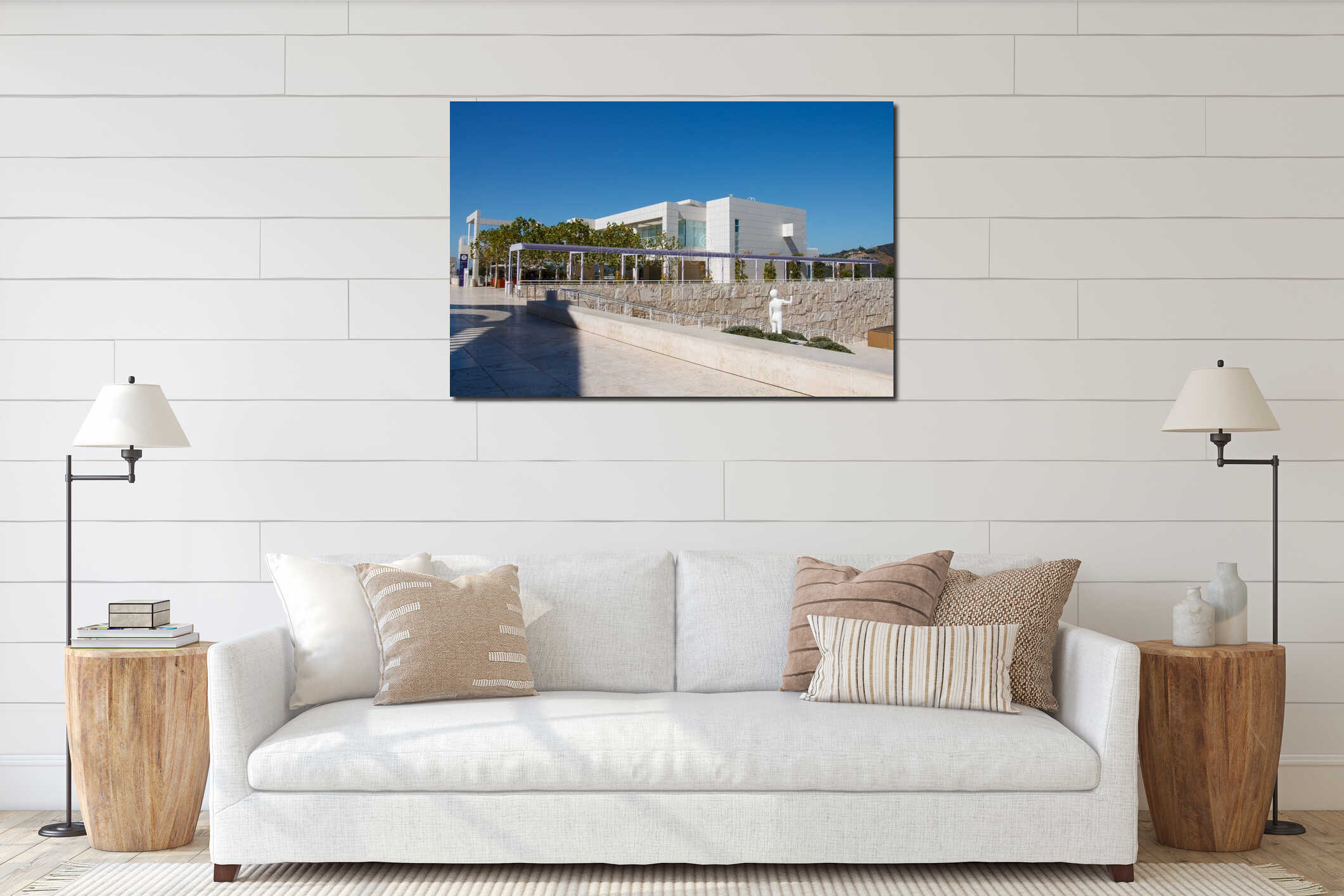 Classical sculpture in The Getty famous modern art museum in Los Angeles, California, United States interior mockup