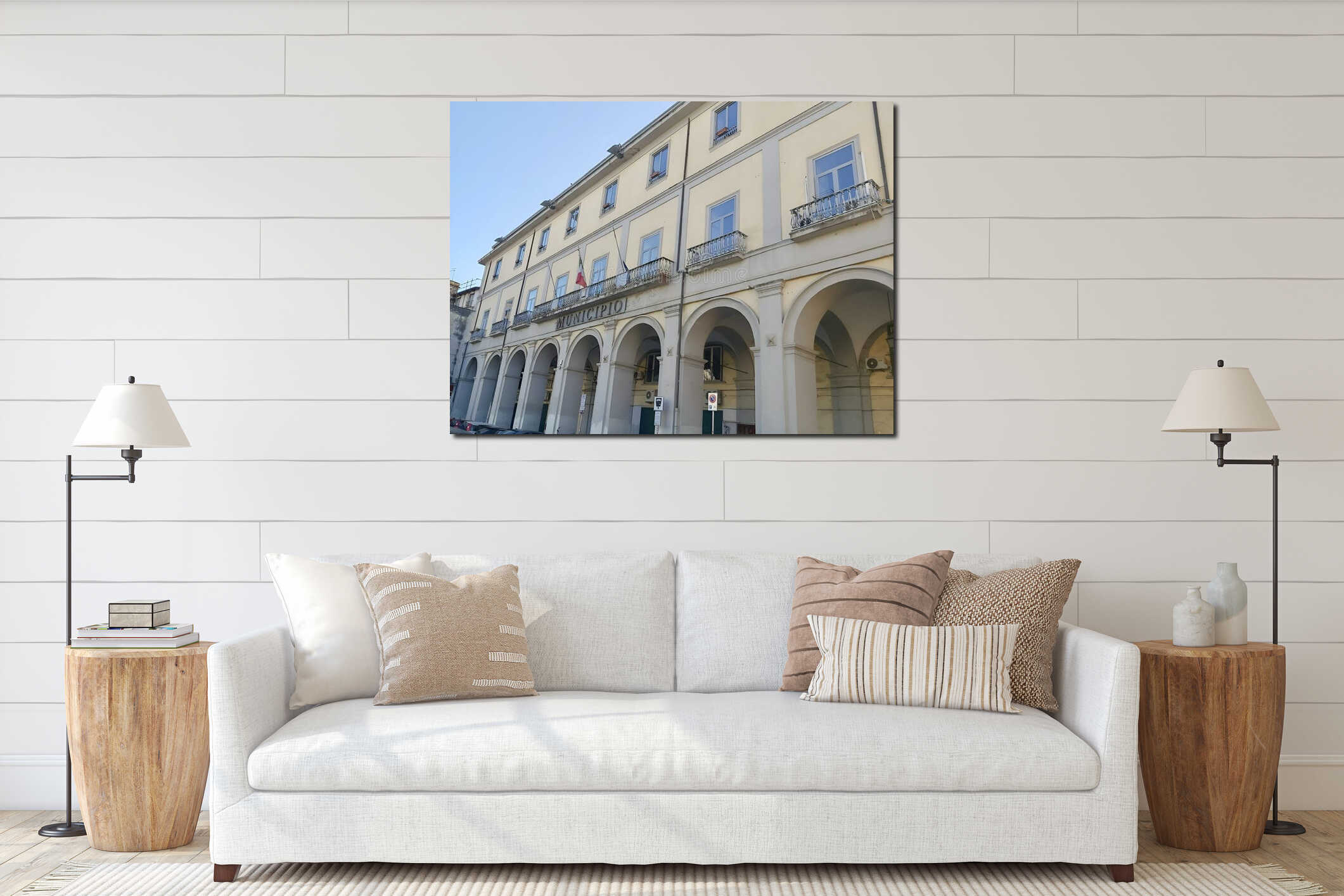 Aversa Town Hall (Municipio) with Arched Portico, Italy interior mockup