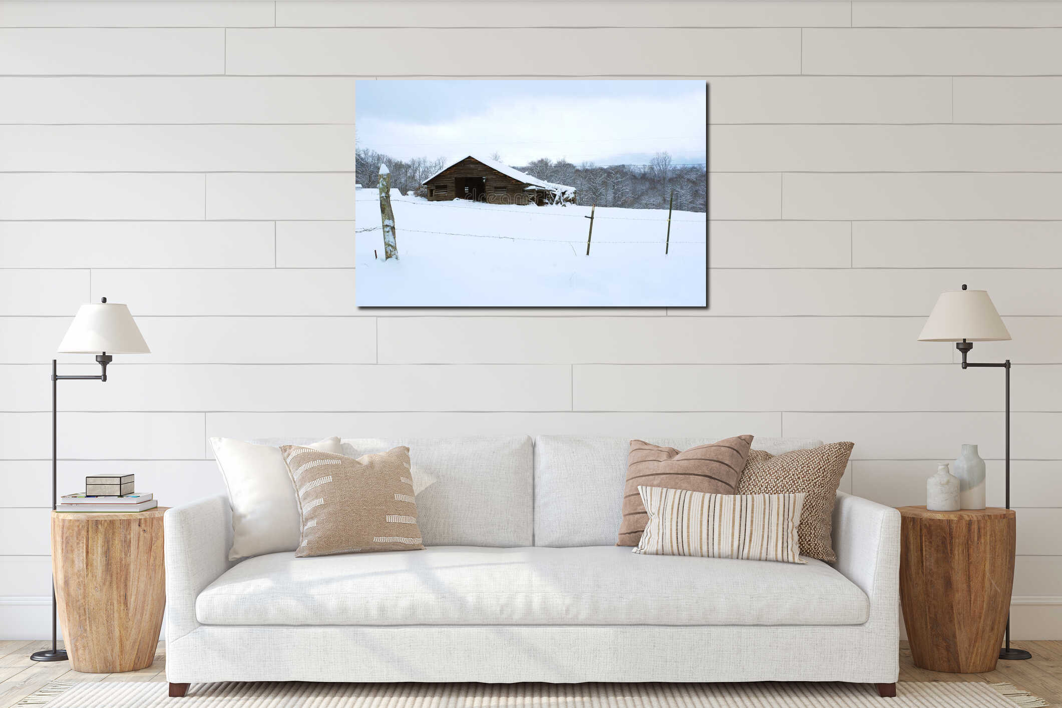 Old Barn in the Snow interior mockup