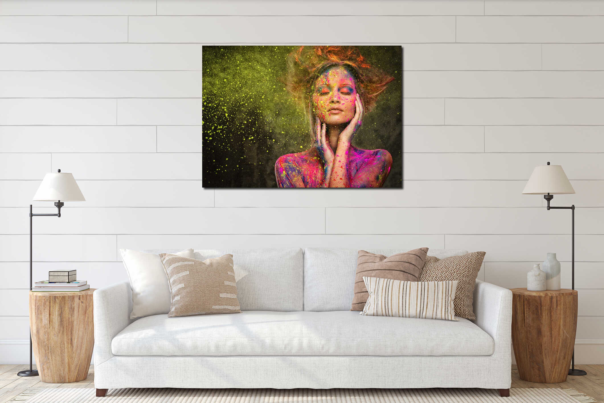 Canvas hanging interior mockup