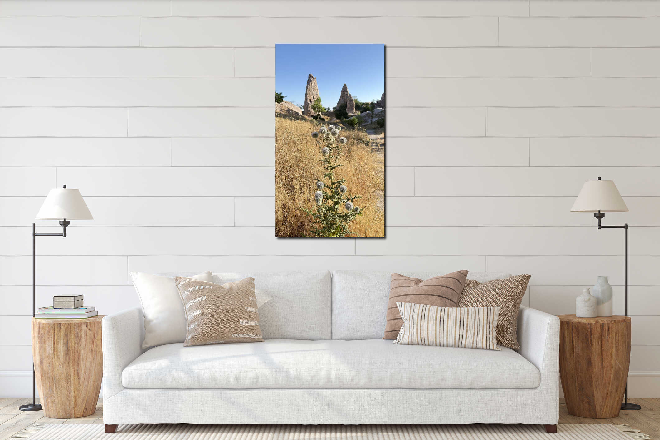 Thistle rocky landscape. Rocks landscape sunset. historical architecture turkish nature unique interior mockup