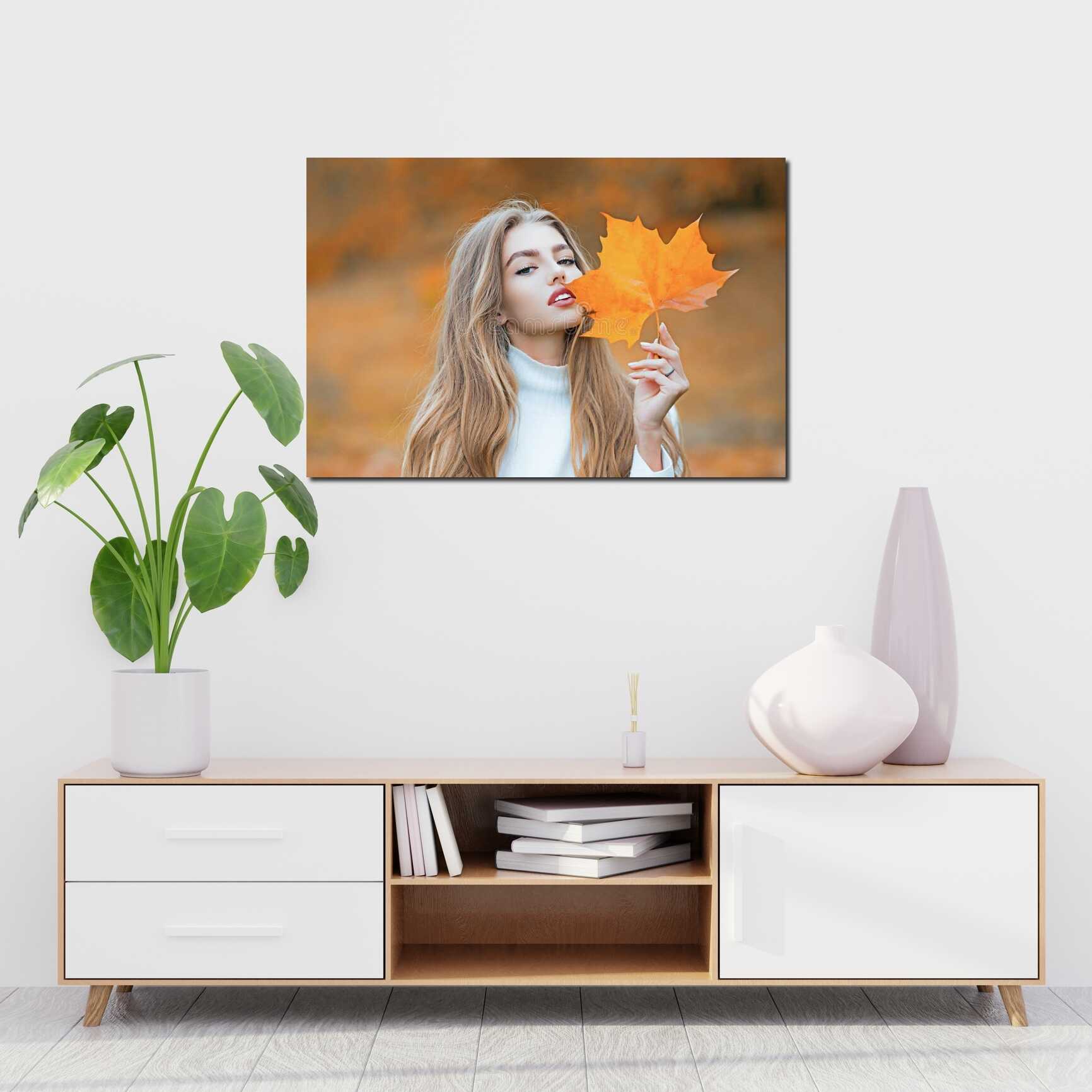 Canvas above sofa for size context