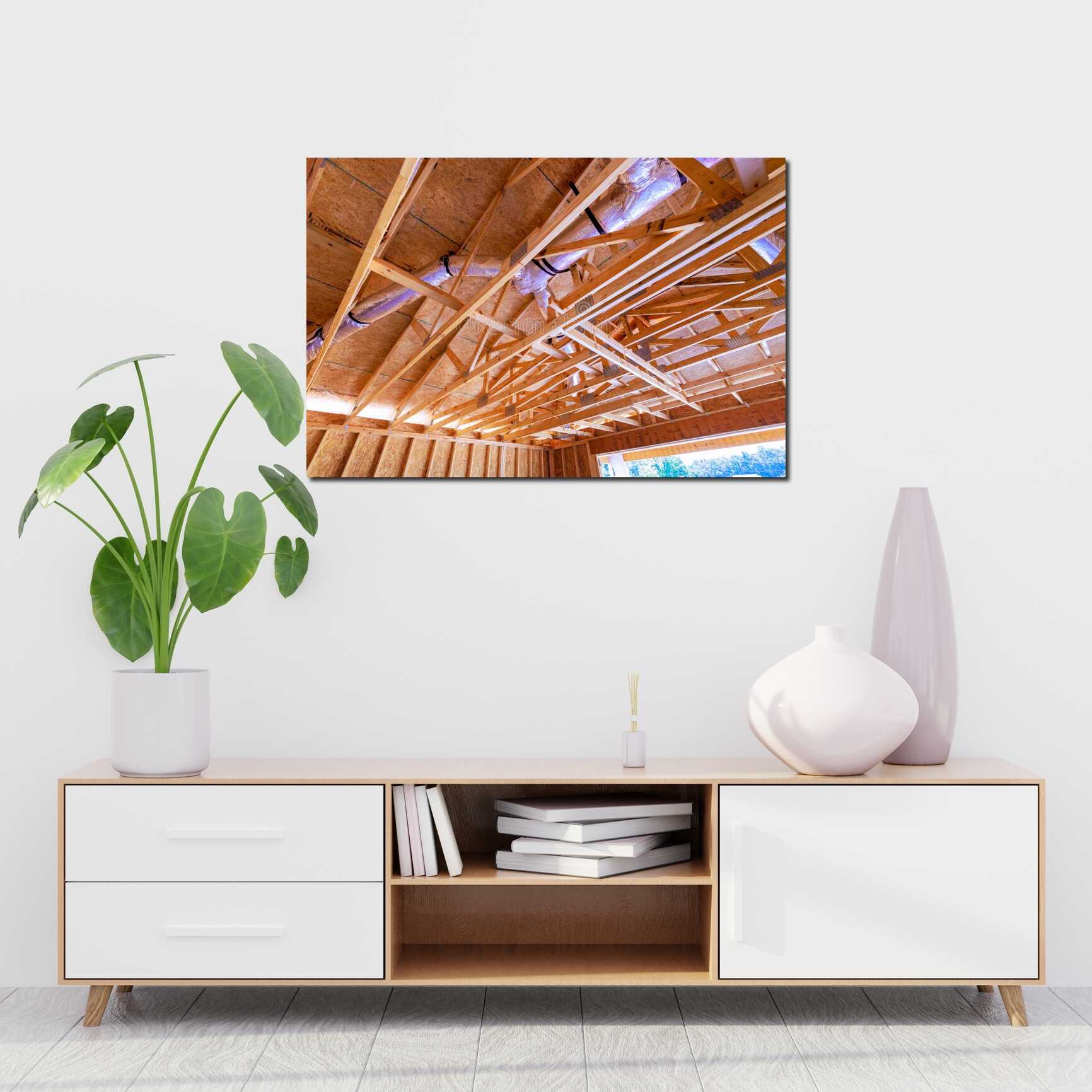 Canvas above sofa for size context