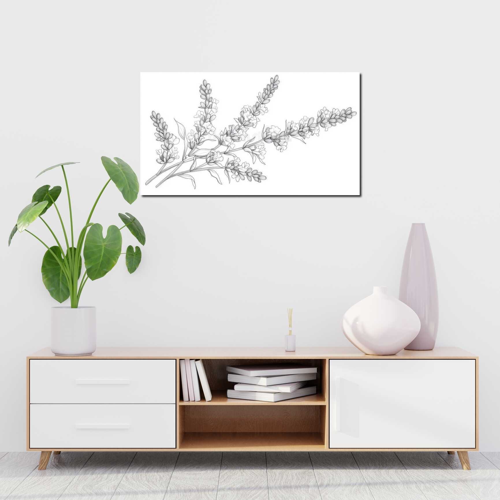 Canvas above sofa for size context