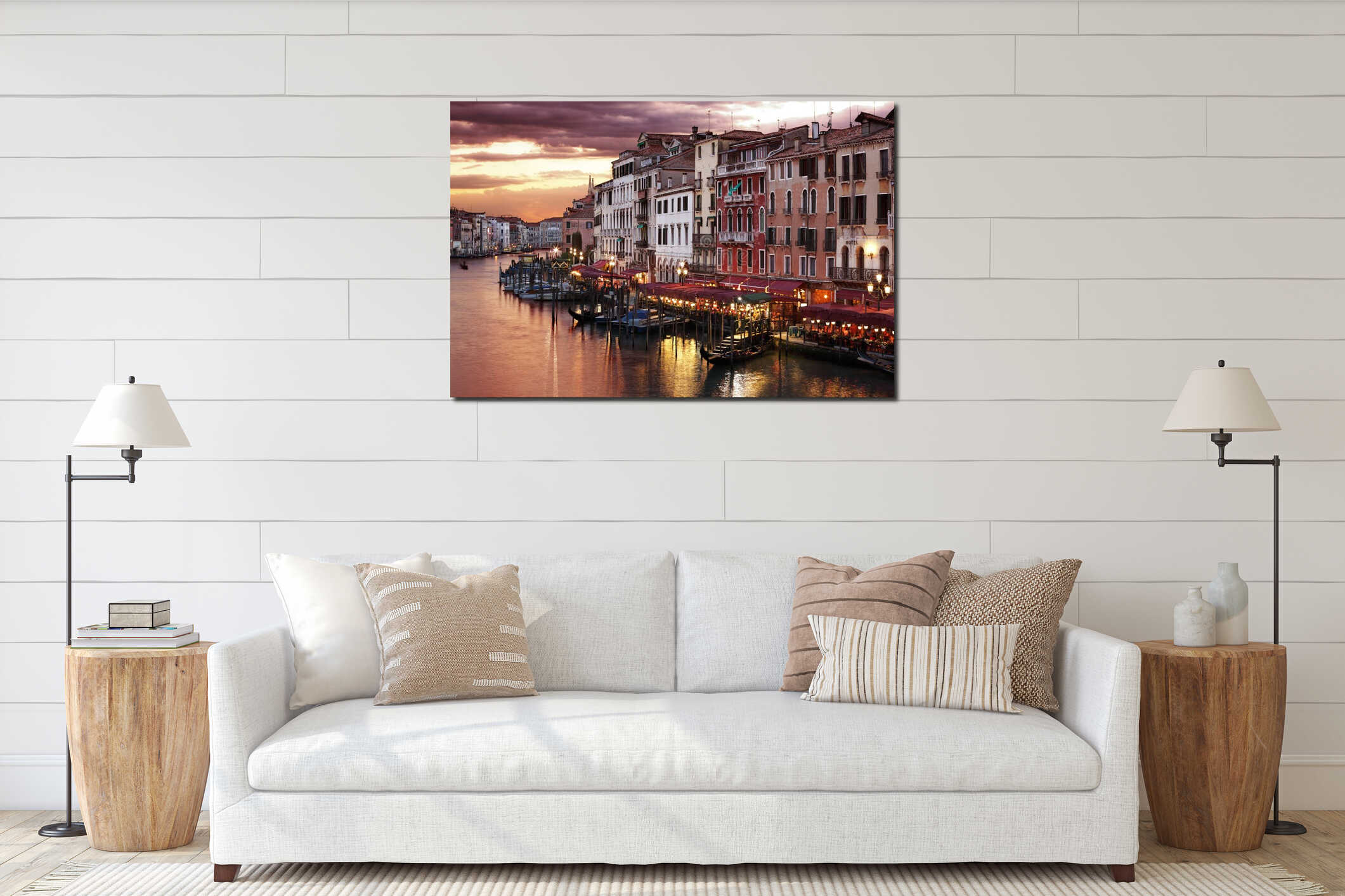 Venice Grand Canal at night interior mockup