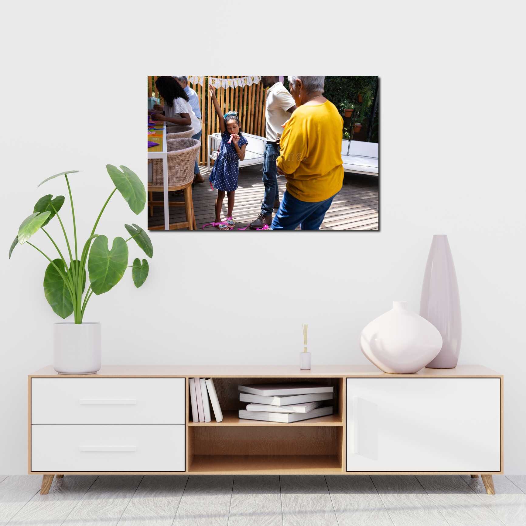 Canvas above sofa for size context