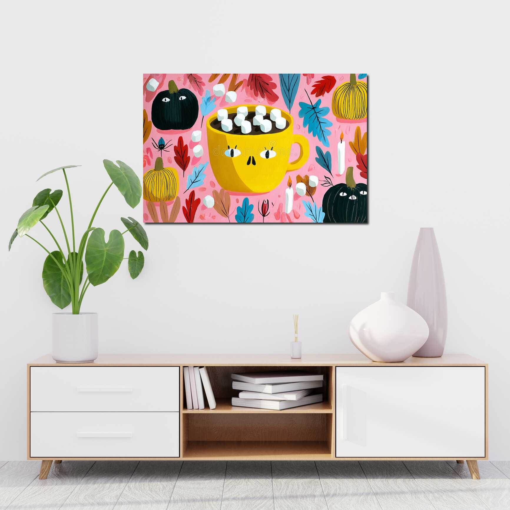 Canvas above sofa for size context