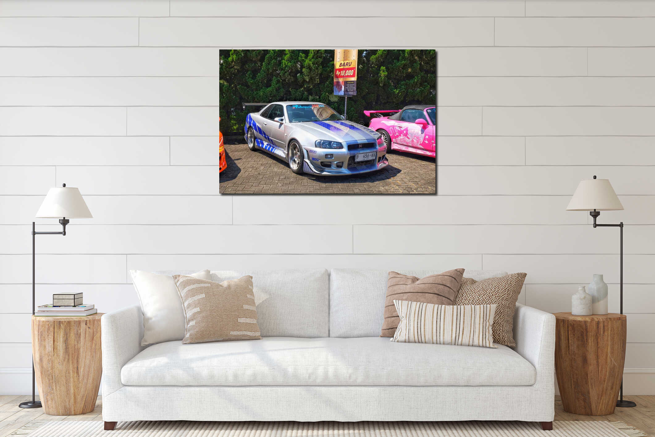 Canvas hanging interior mockup