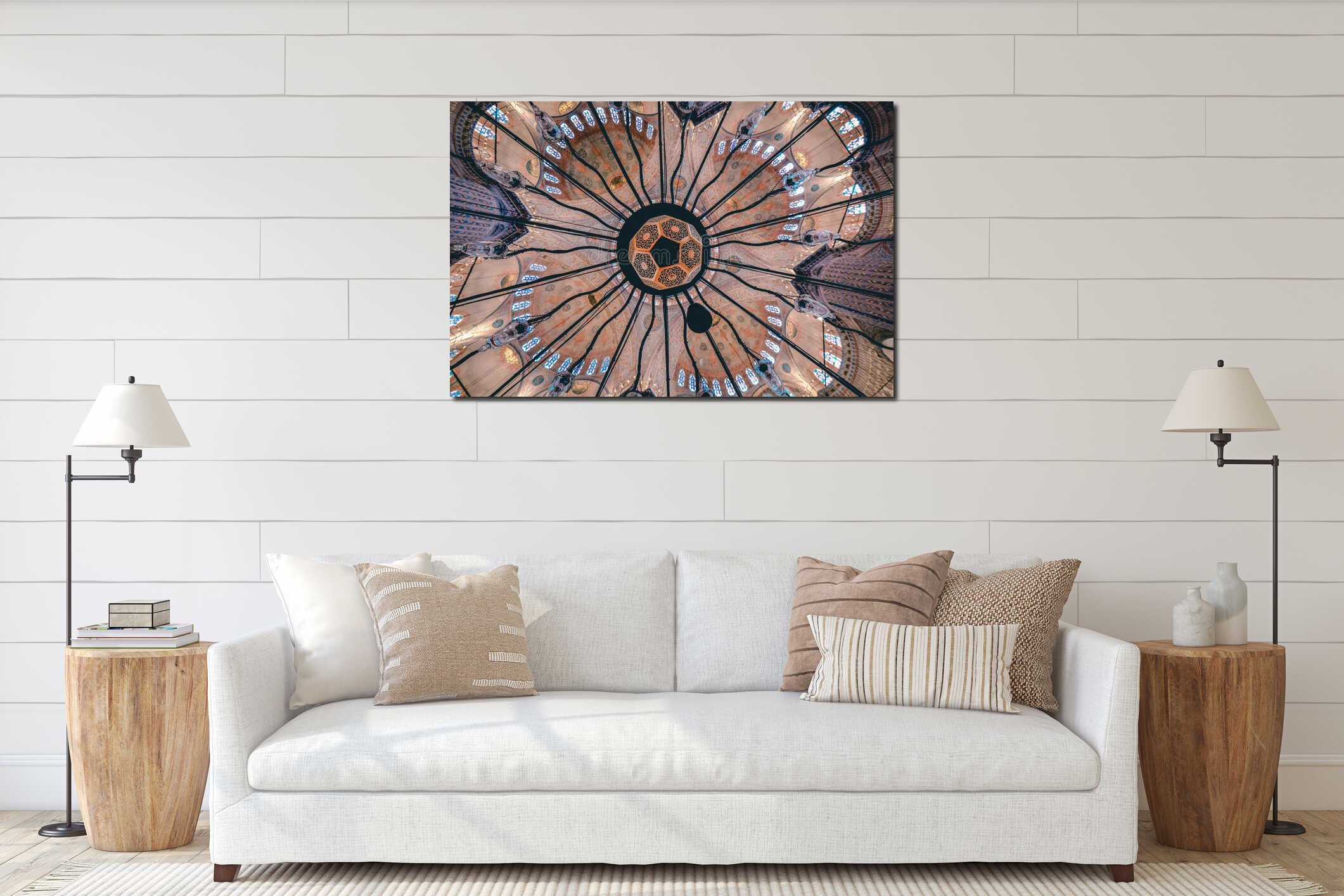 Intricate interior of the New Mosque (Yeni Camii) in Istanbul, Turkey. interior mockup