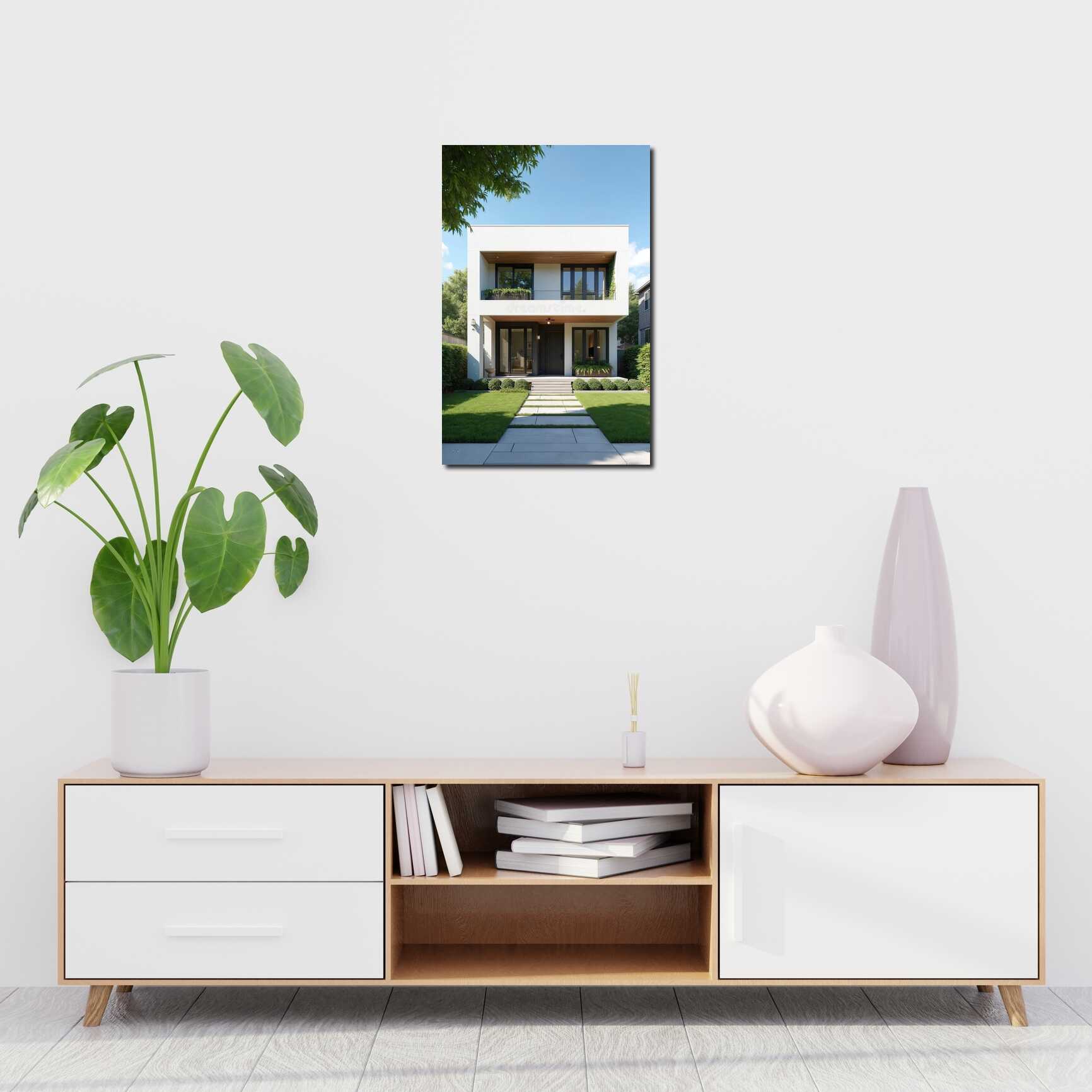 Canvas above sofa for size context