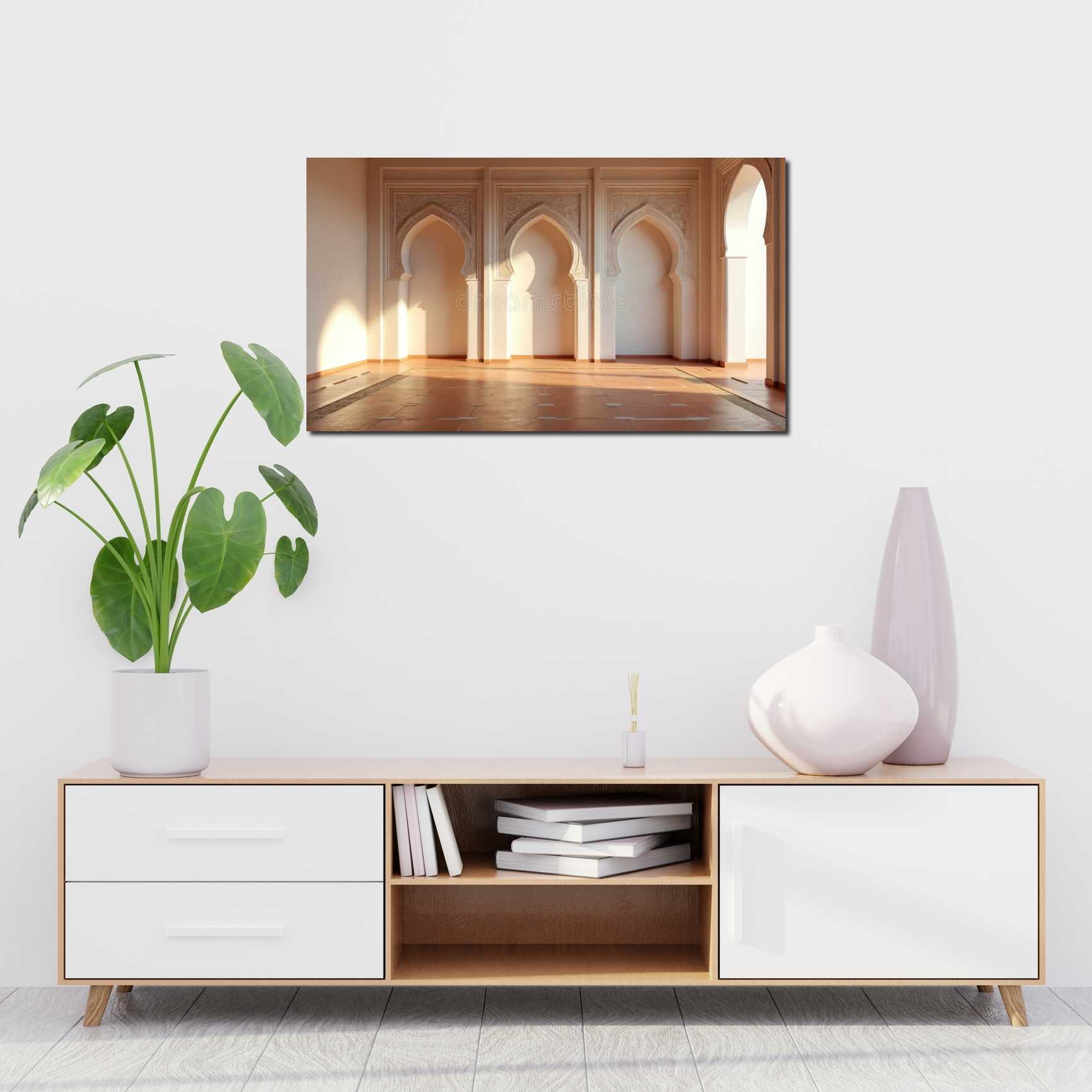 Canvas above sofa for size context