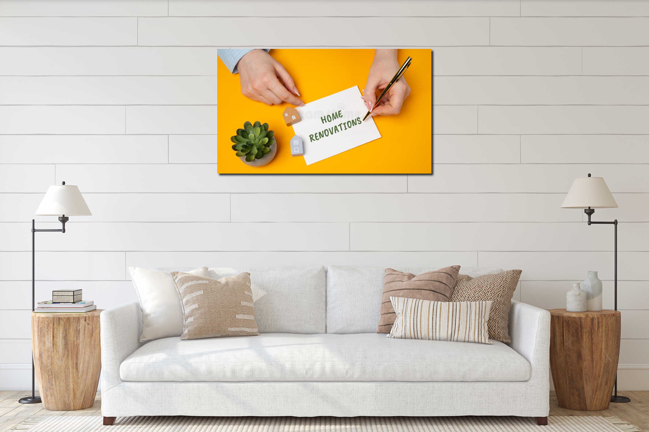 Canvas hanging interior mockup
