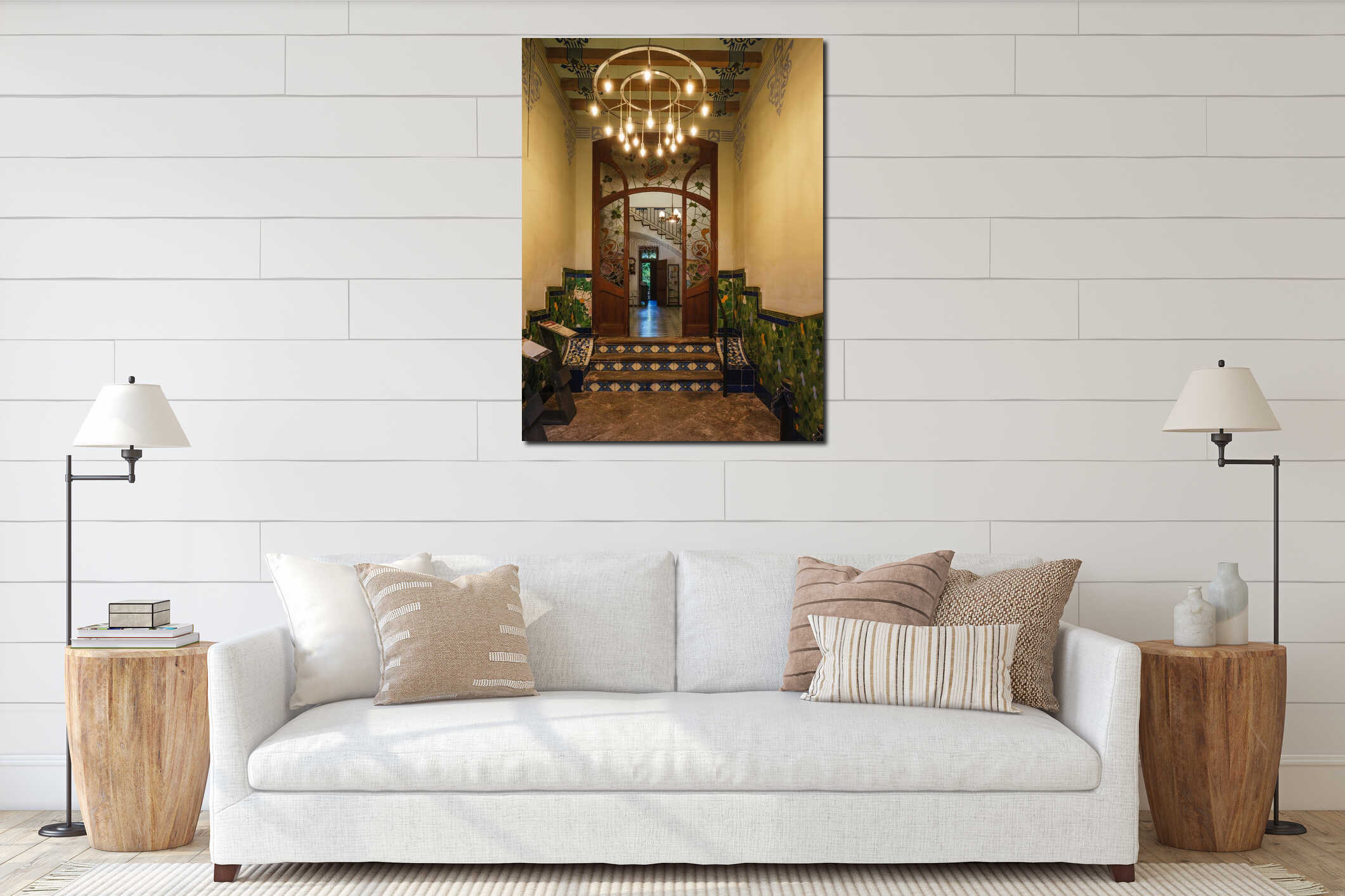Canvas hanging interior mockup