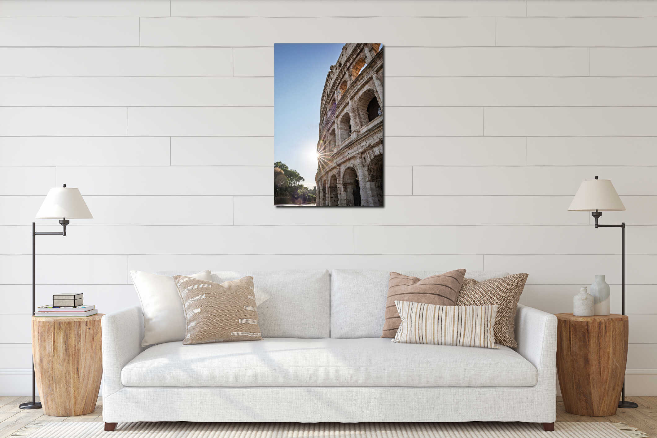 Colosseum Rome, Italy. On a sunny blue sky. interior mockup