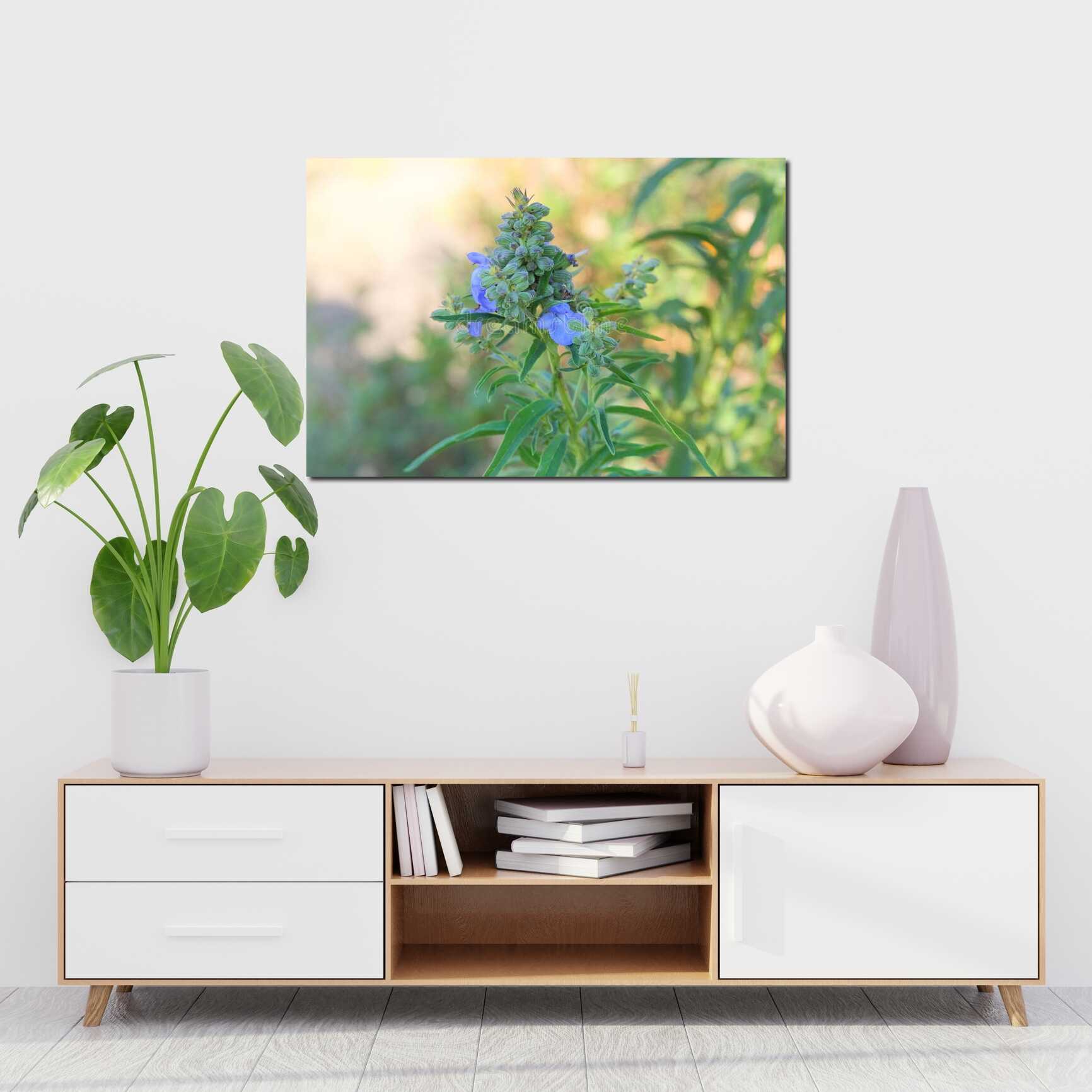 Canvas above sofa for size context