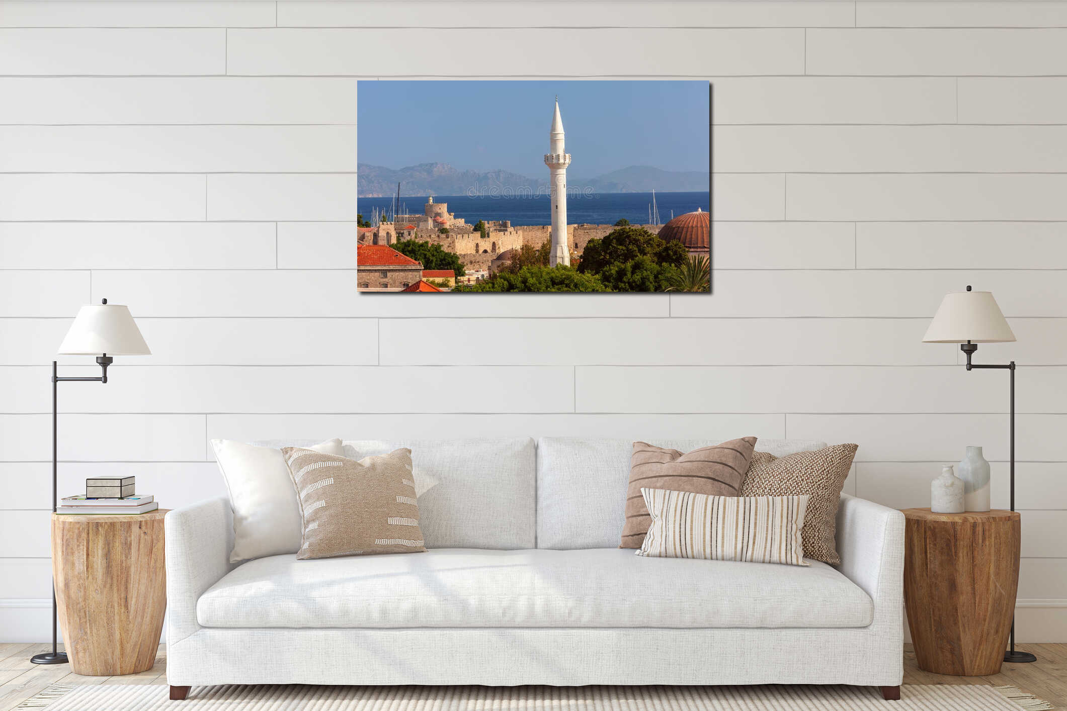 Suleymaniye Mosque minaret in Rhodes Greece interior mockup