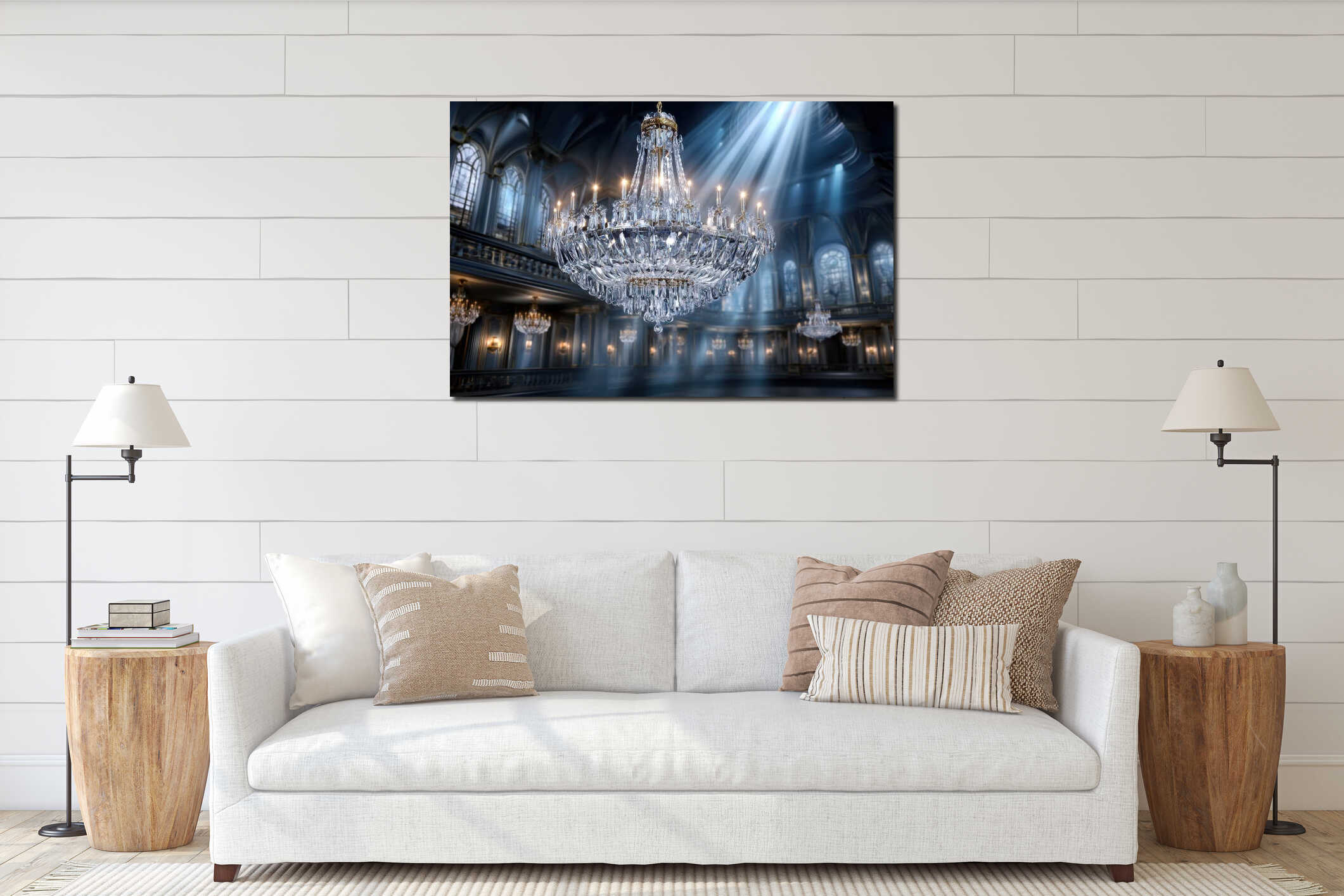Ornate Crystal Chandelier in Grand Ballroom Interior interior mockup
