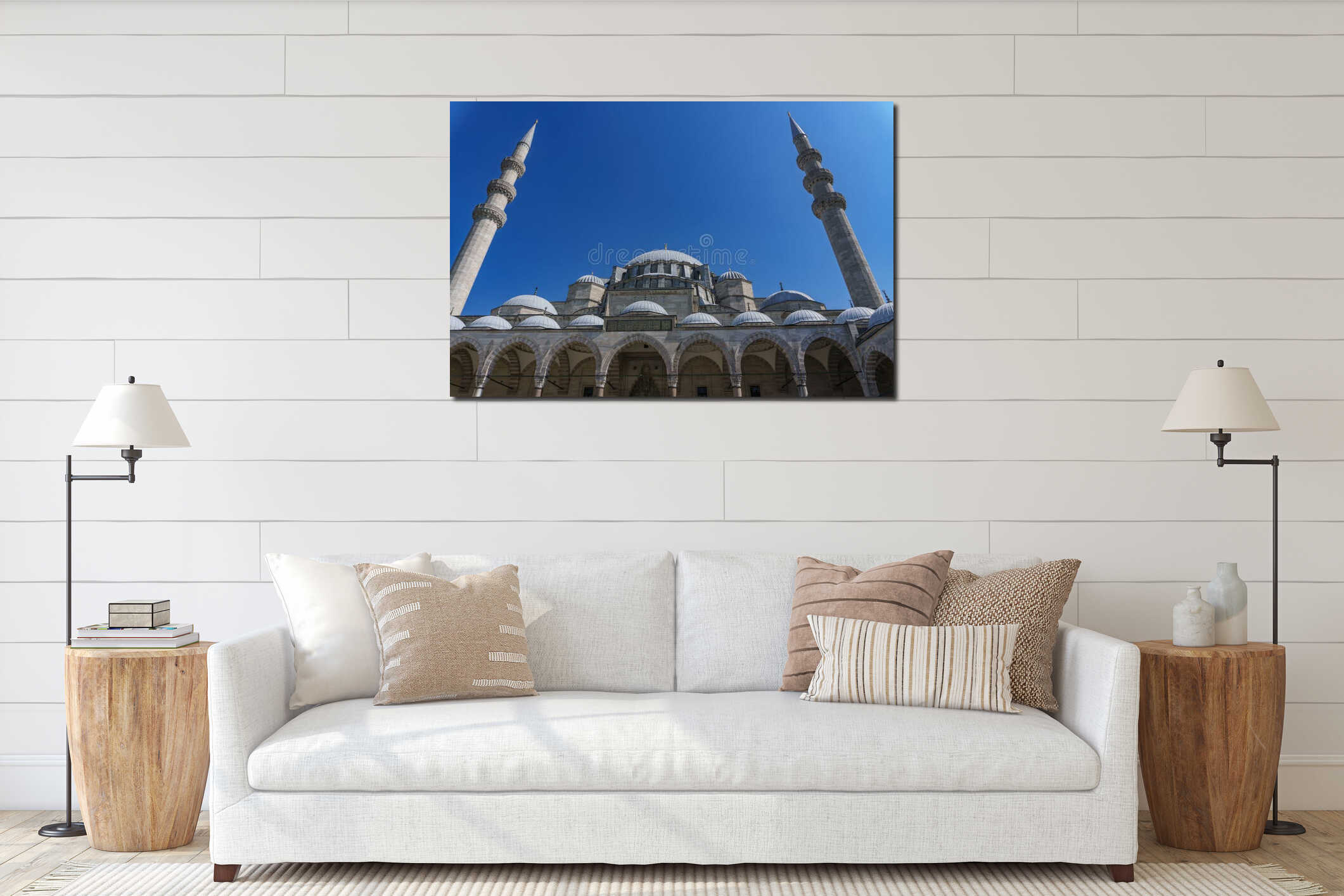 The historic Suleymaniye Mosque in Istanbul, Turkey, seen from the courtyard interior mockup
