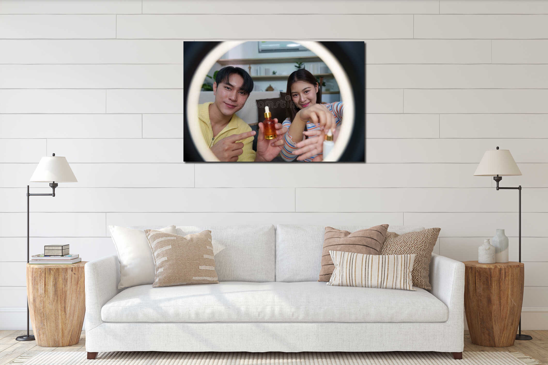 Canvas hanging interior mockup